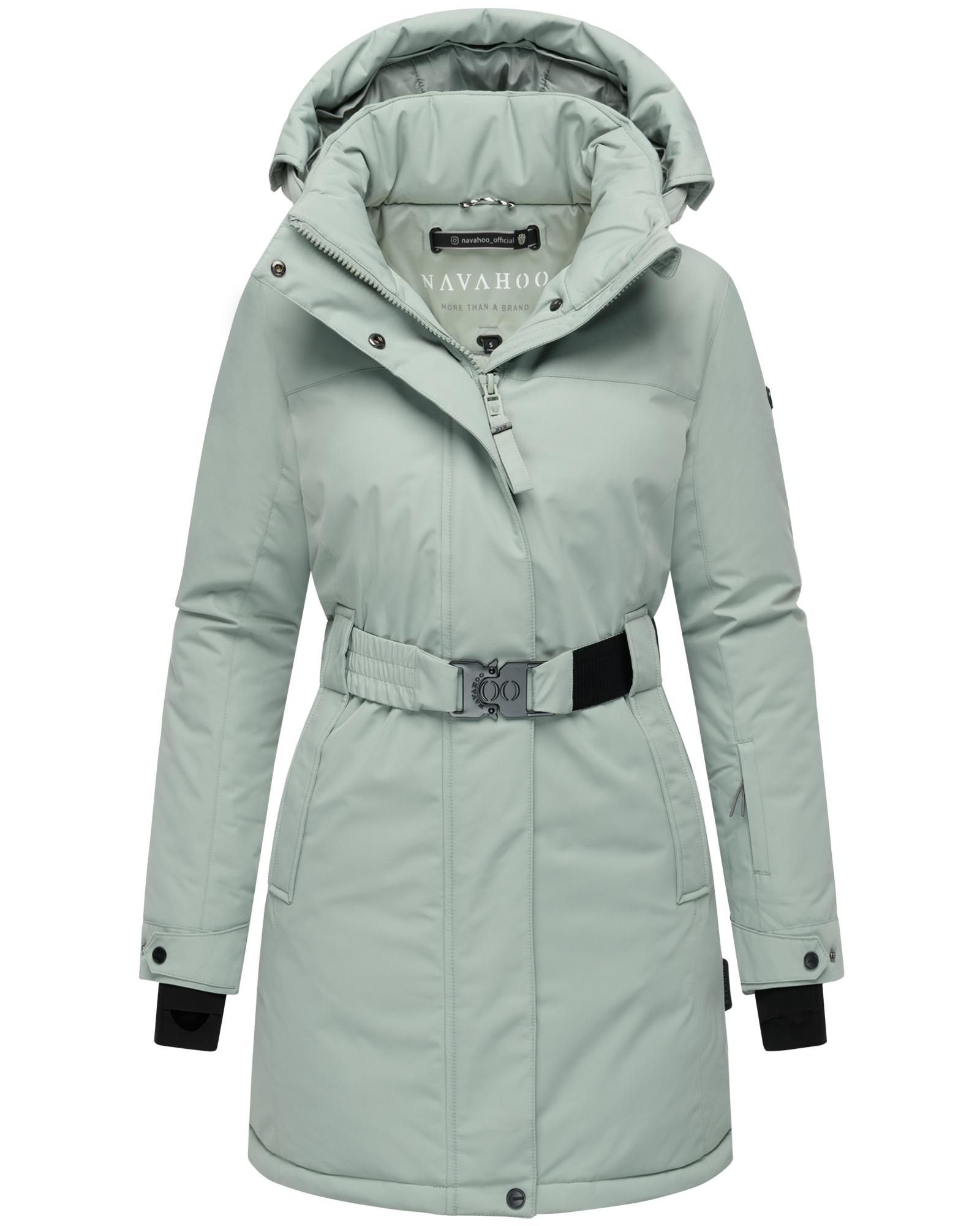 Navahoo Wintermantel »Frostkuss 14«, Warmer Damen Mantel mit abnehmbarer Kapuze und Taillengürtel