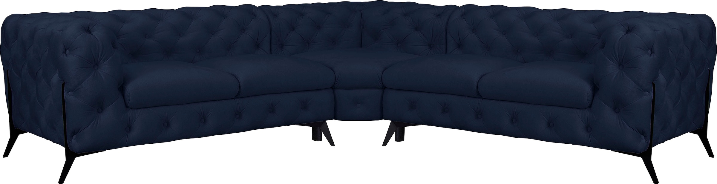 Leonique Chesterfield-Sofa "Amaury L-Form", Chesterfield-Optik, Breite/Tiefe je 262 cm, Fußfarbe wählbar