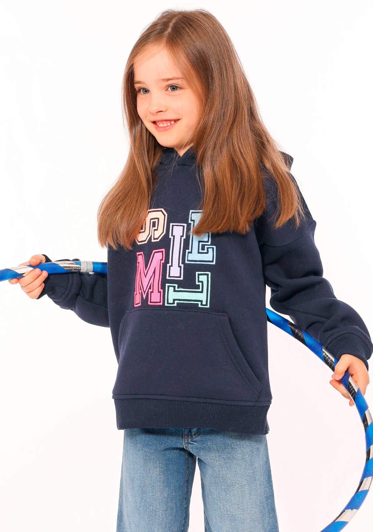 Zwillingsherz Hoodie ""Smile" Kids", mit bunten Buchstaben im verspieltem Design