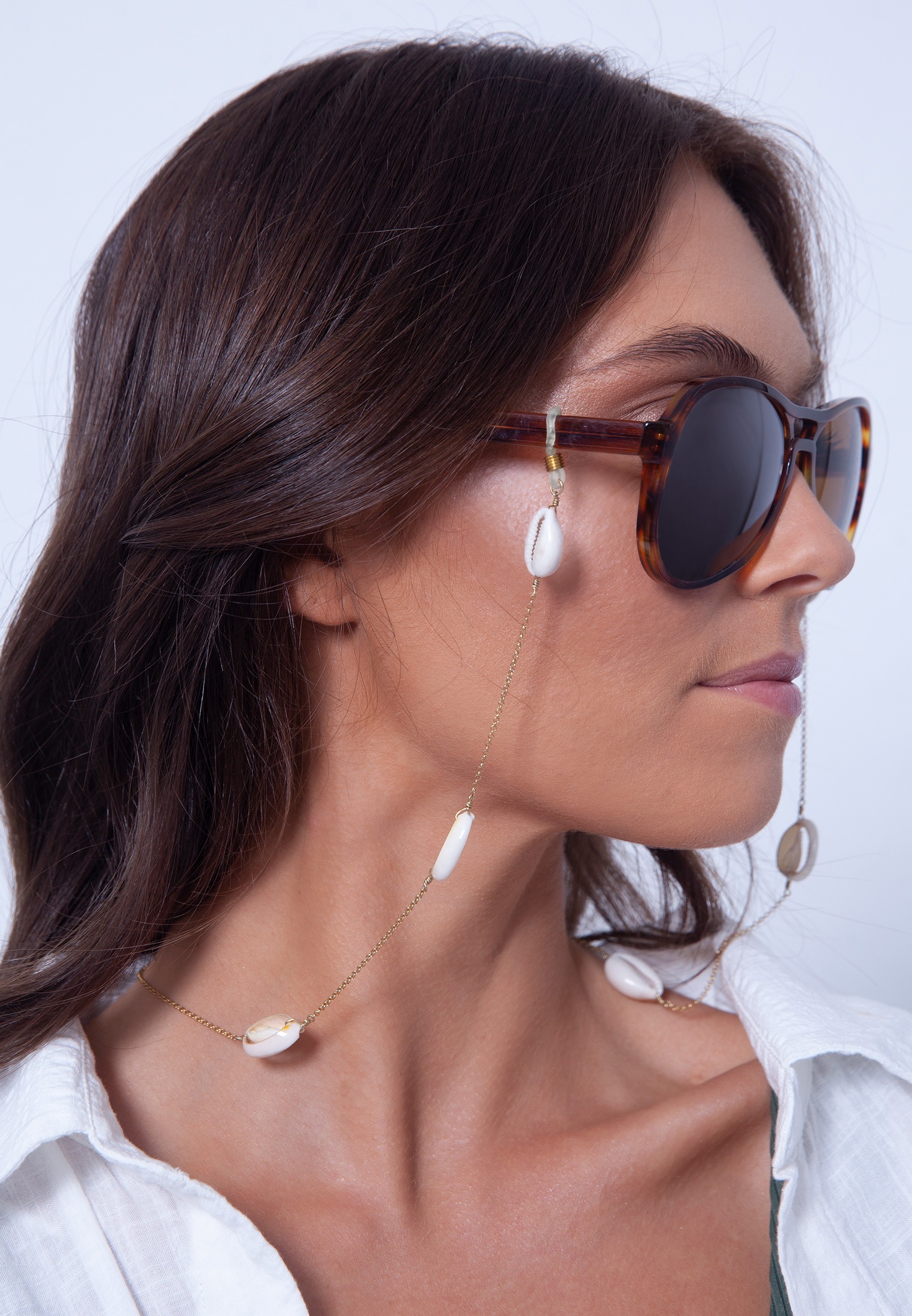 Elli Schmuckset »Schmuckzubehör Brillenkette Kauri Muschel Beach 925 Silber« ()