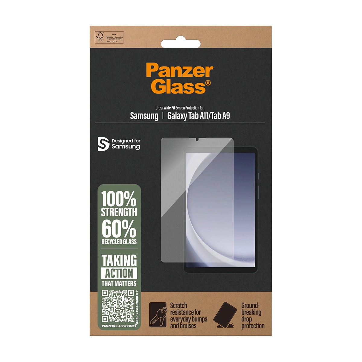 CARE by PanzerGlass Displayschutzglas »Ultra-Wide Fit Screen Protector« für Samsung Galaxy Tab A9;Samsung Galaxy Tab A11 Displayschutzfolie, Schutzfolie, Bildschirmschutz, kratz- & stoßfest
