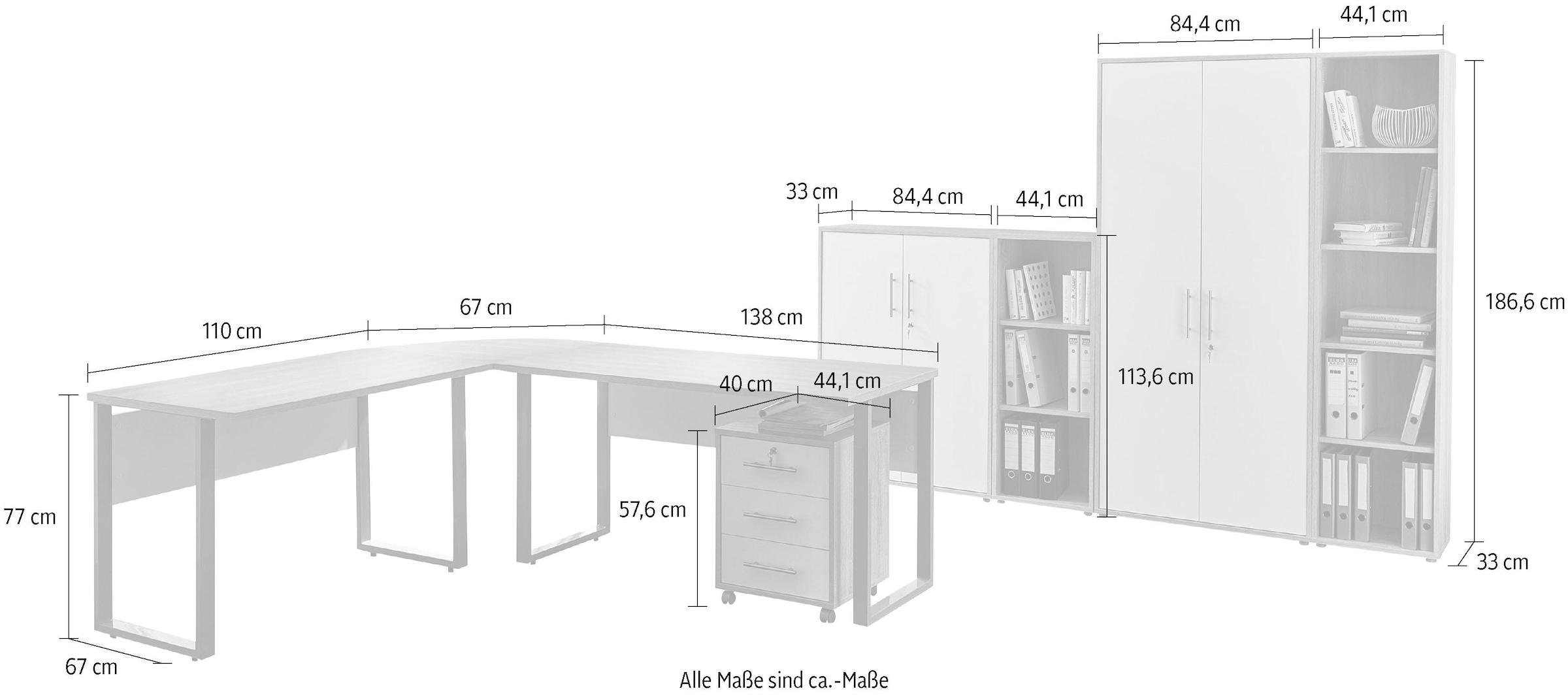 BMG Möbel Büro-Set »Tabor Office 4«, (Set, 8 tlg.)