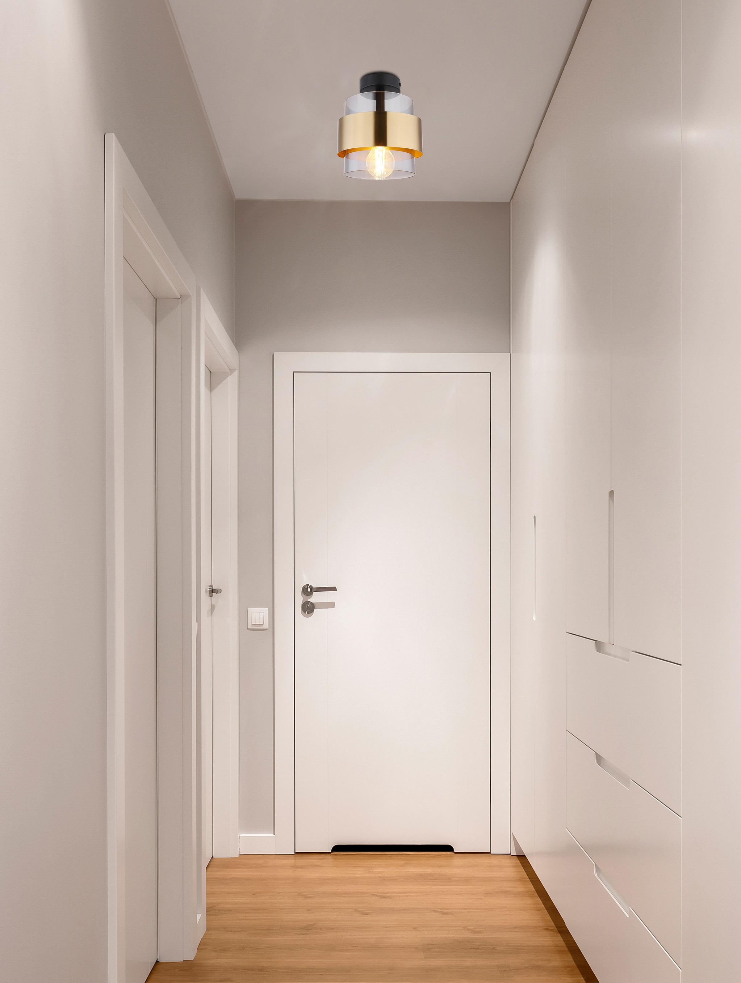 GLOBO LIGHTING Deckenleuchte »MILLEY«, Leuchtmittel E27 | ohne Leuchtmittel, Deckenlampe/Metall/Glas/Messingring/Wohnzimmer/Flur