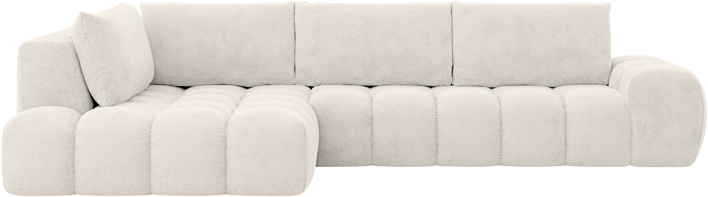 INOSIGN Ecksofa »AZITA Designsofa, elegant und bequem L-Form, Bubble-Optik«, lose Rückenkissen, traumhafte Steppung, Maße B/T/H: 352/210/72 cm