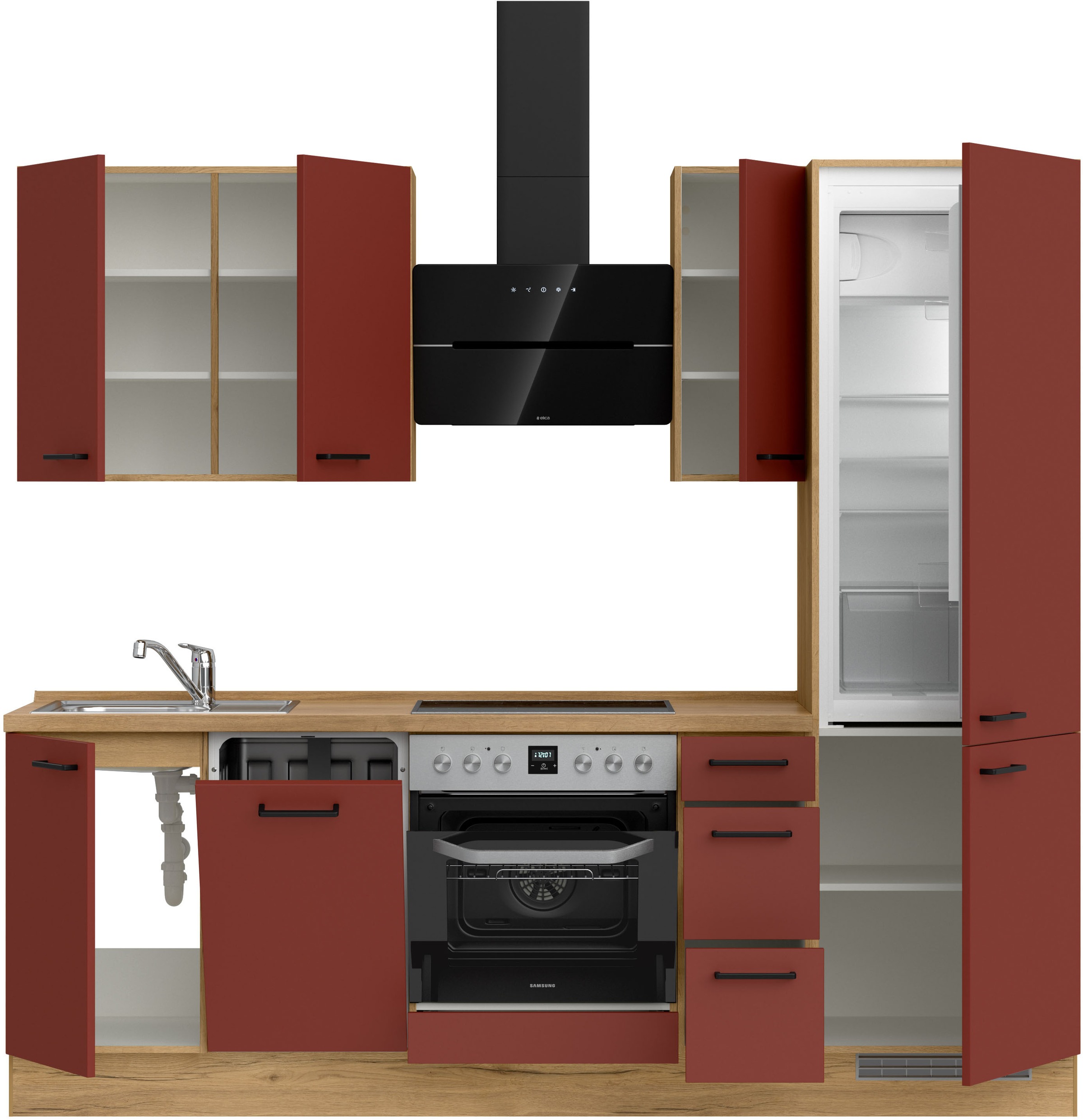 nobilia® Küchenzeile »"Easytouch II"«, vormontiert, Ausrichtung wählbar, Breite 240 cm, wahlw. mit E-Geräten
