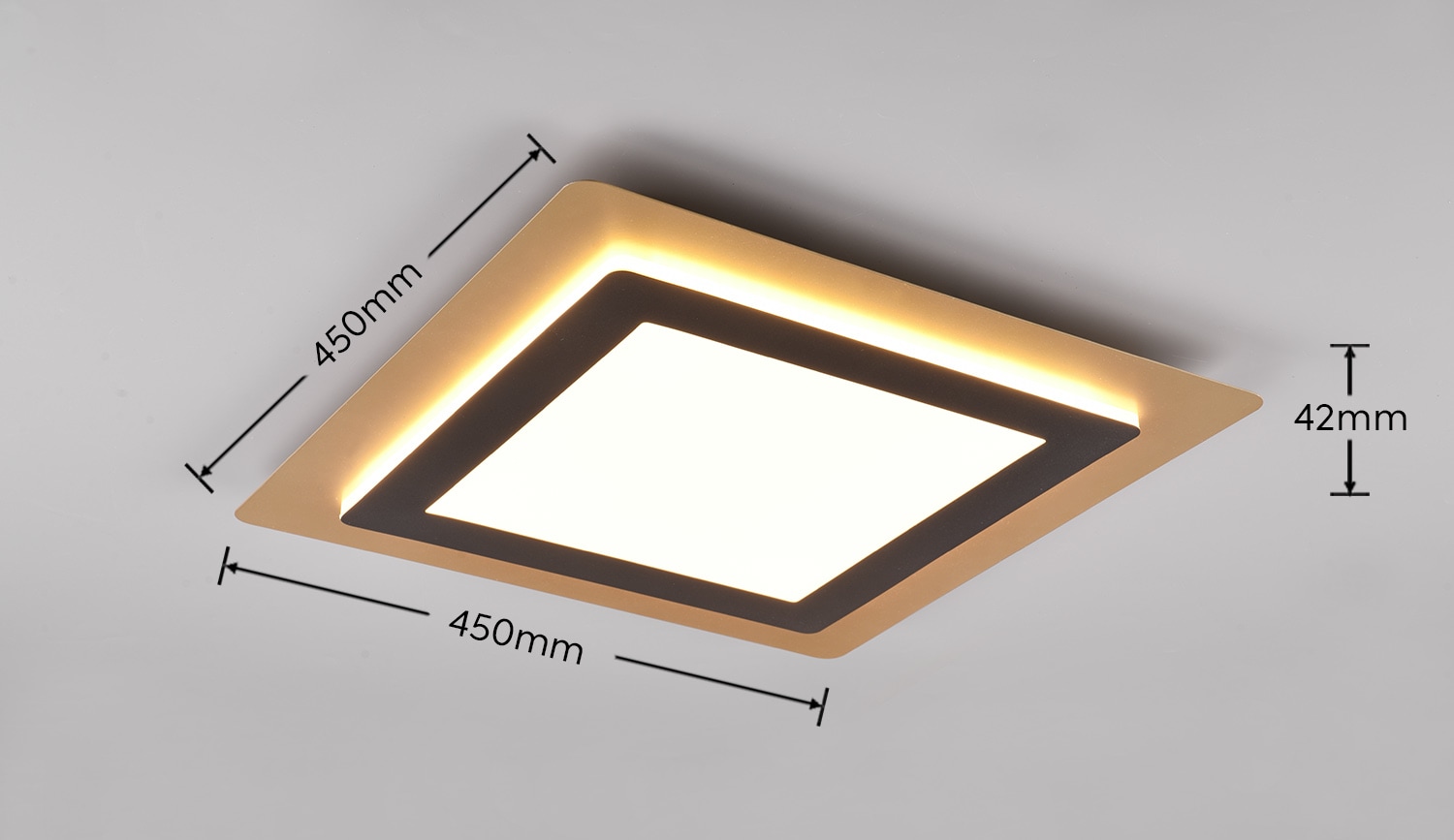TRIO Leuchten LED Deckenleuchte »MORGAN, quadratische Deckenlampe 45x45cm, dimmbar, CCT, Memoryfunktion«, 1 flammig, Leuchtmittel LED-Board | LED fest integriert, Nachtlicht, Timer, 46W 6000 Lumen, 2700-6500 Kelvin, mit Fernbedienung