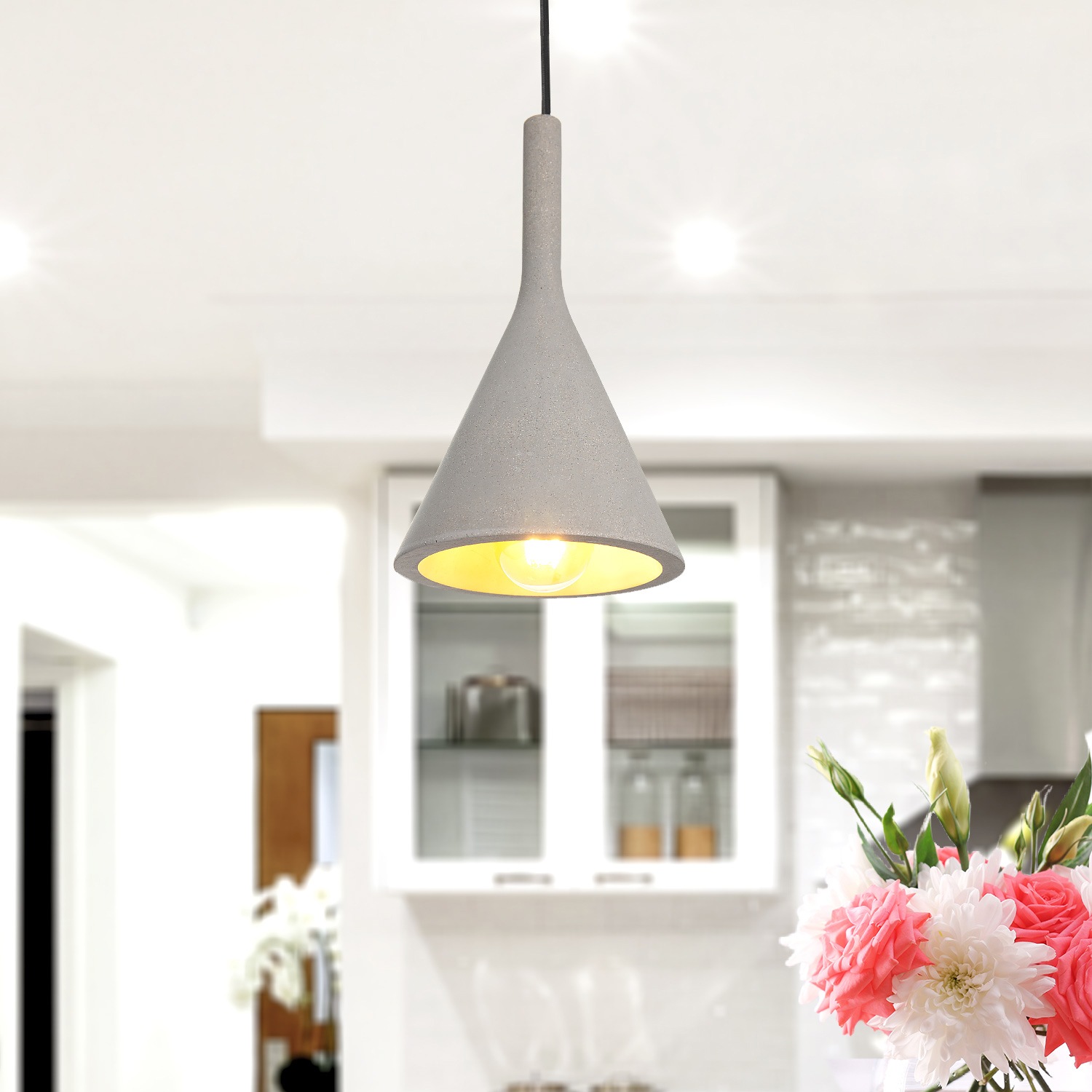 BAUR Pendelleuchte Wohnzimmer Küche, LED, E27, »CLOUCH«, 1 Paco Home Lampe flammig-flammig, Esszimmer | Für Höhenverstellbar