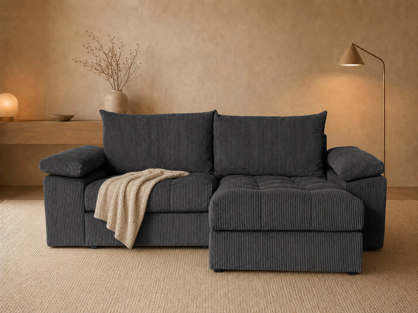 OTTO home Ecksofa »Soft&Cosy Pik XL, L-Form, B: 246 cm, Mega Sofa in Cord« Lounge-Komfort mit edler Sitzsteppung, Federkern