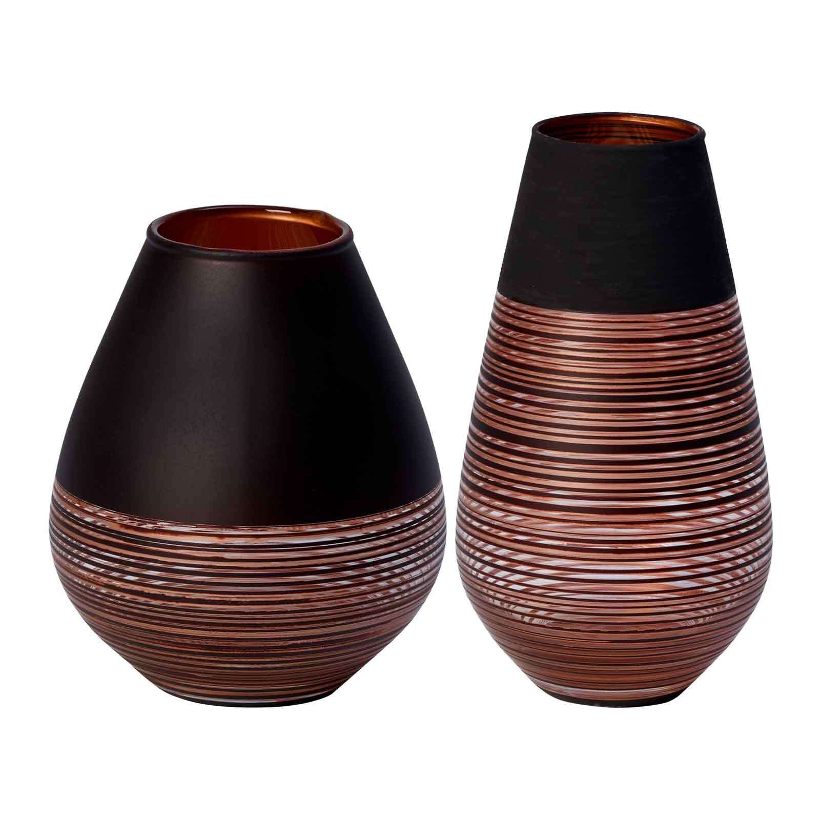 Villeroy & Boch Dekovase "Vasen-Set Soliflor Manufacture Swirl 2er Set schwarz-kupfer"