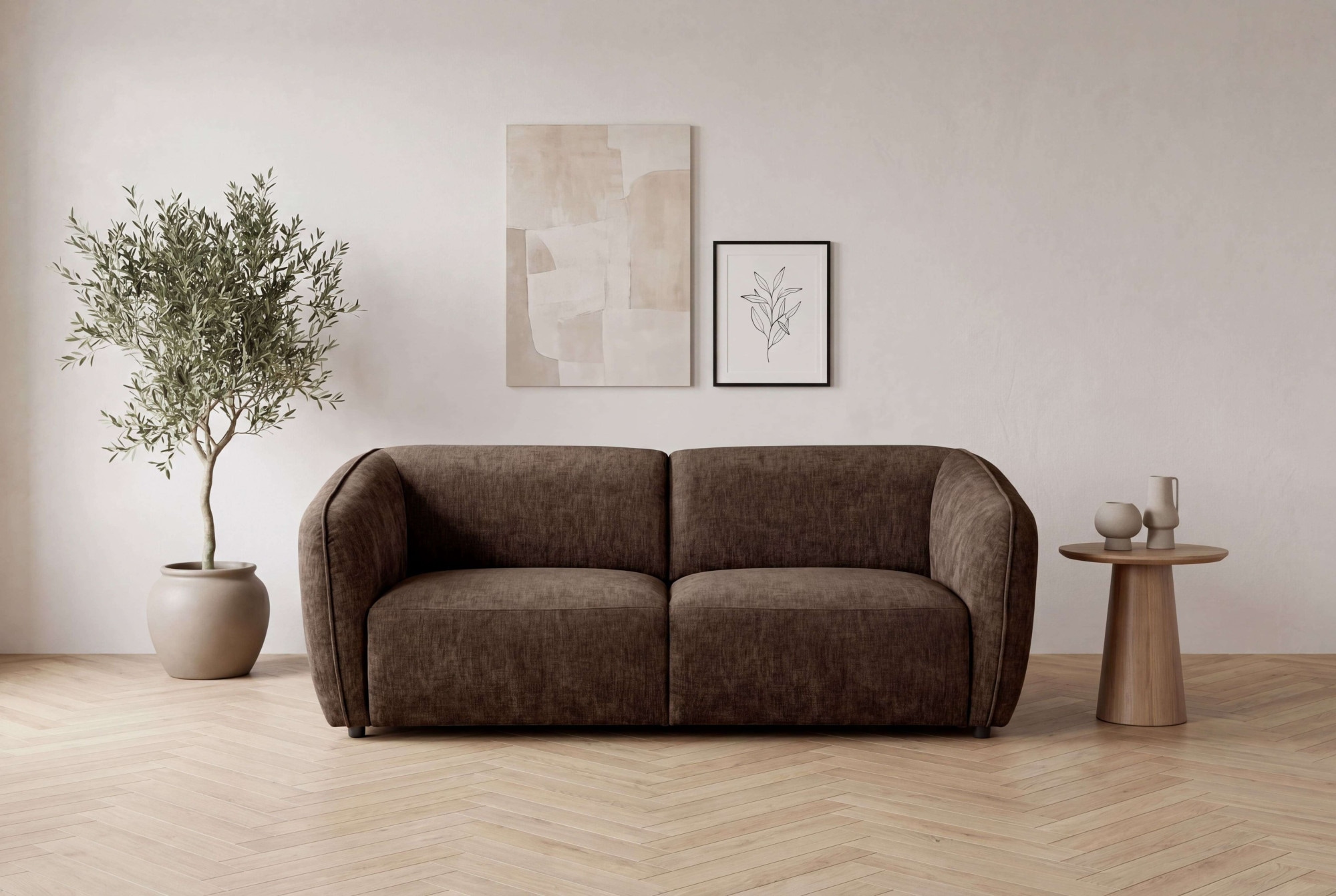 OTTO home 2,5-Sitzer "OSTRUP, Naturtöne, Boucle oder Chenille" Breite 201 cm, organische Form mit sanften Rundungen