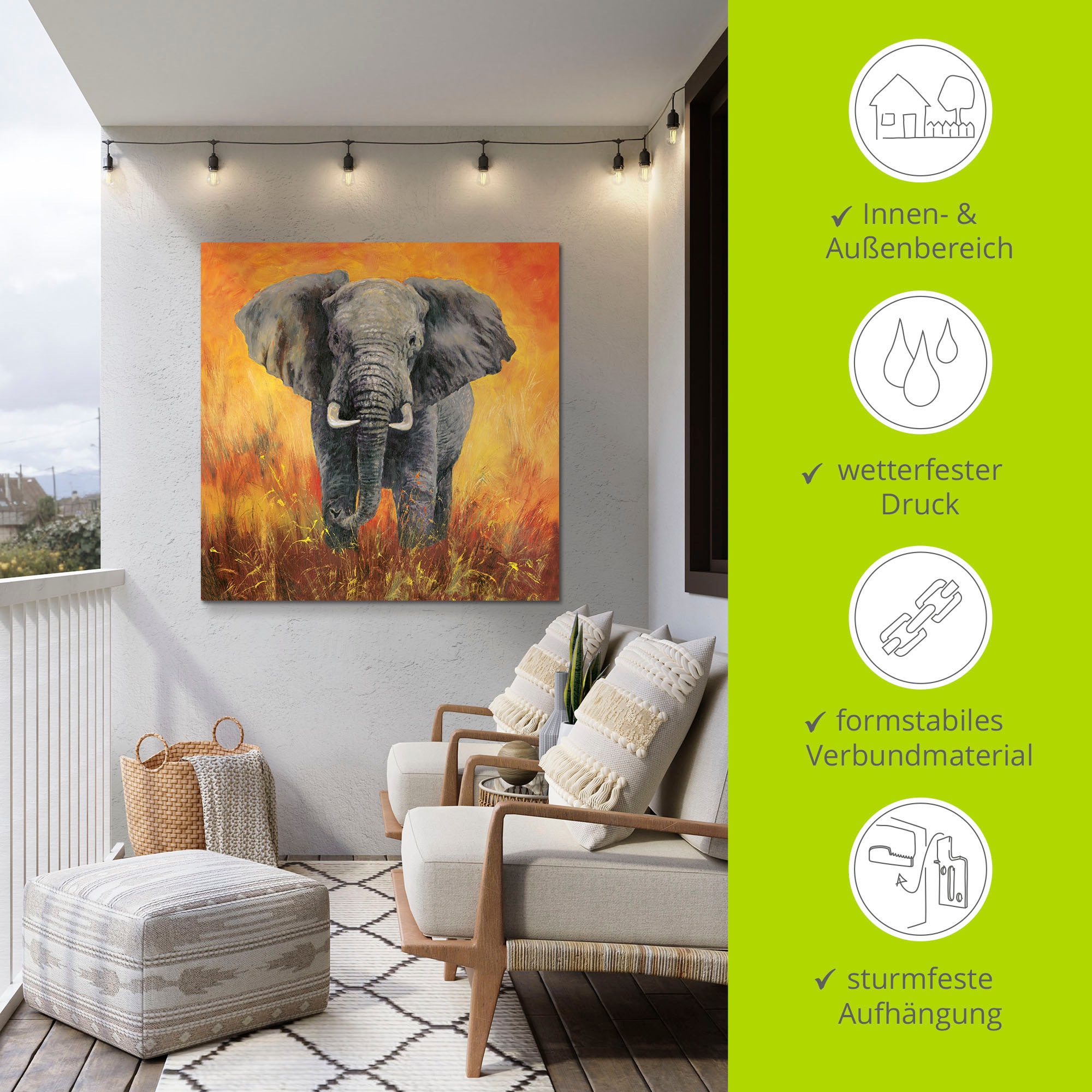 Artland Wandbild »Porträt Elefant«, Elefanten Bilder, (1 St.), als Alubild, Outdoorbild, Leinwandbild in verschied. Größen