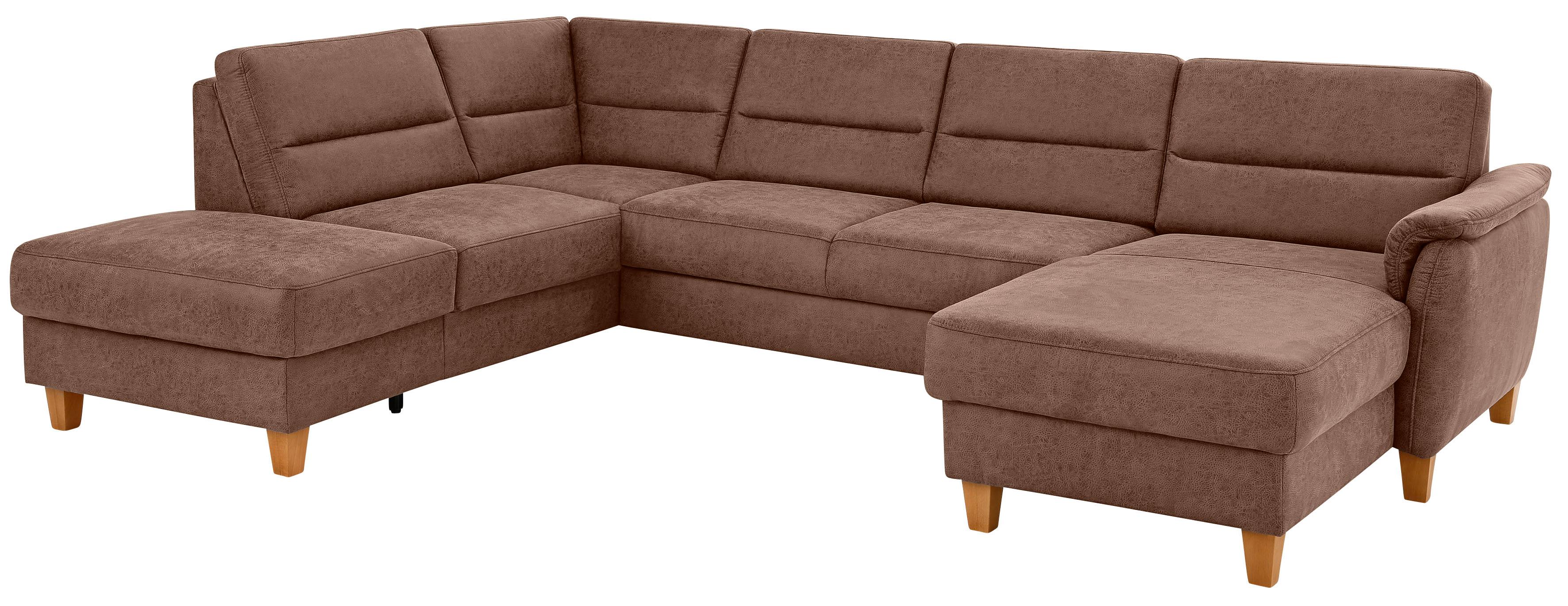 Home affaire Wohnlandschaft "Palmera U-Form, B: 308 cm, große Stoff + Leder Auswahl" mit Schlaffunktion, optional Bettkasten, Federkern, XXL-Wohnlandschaft