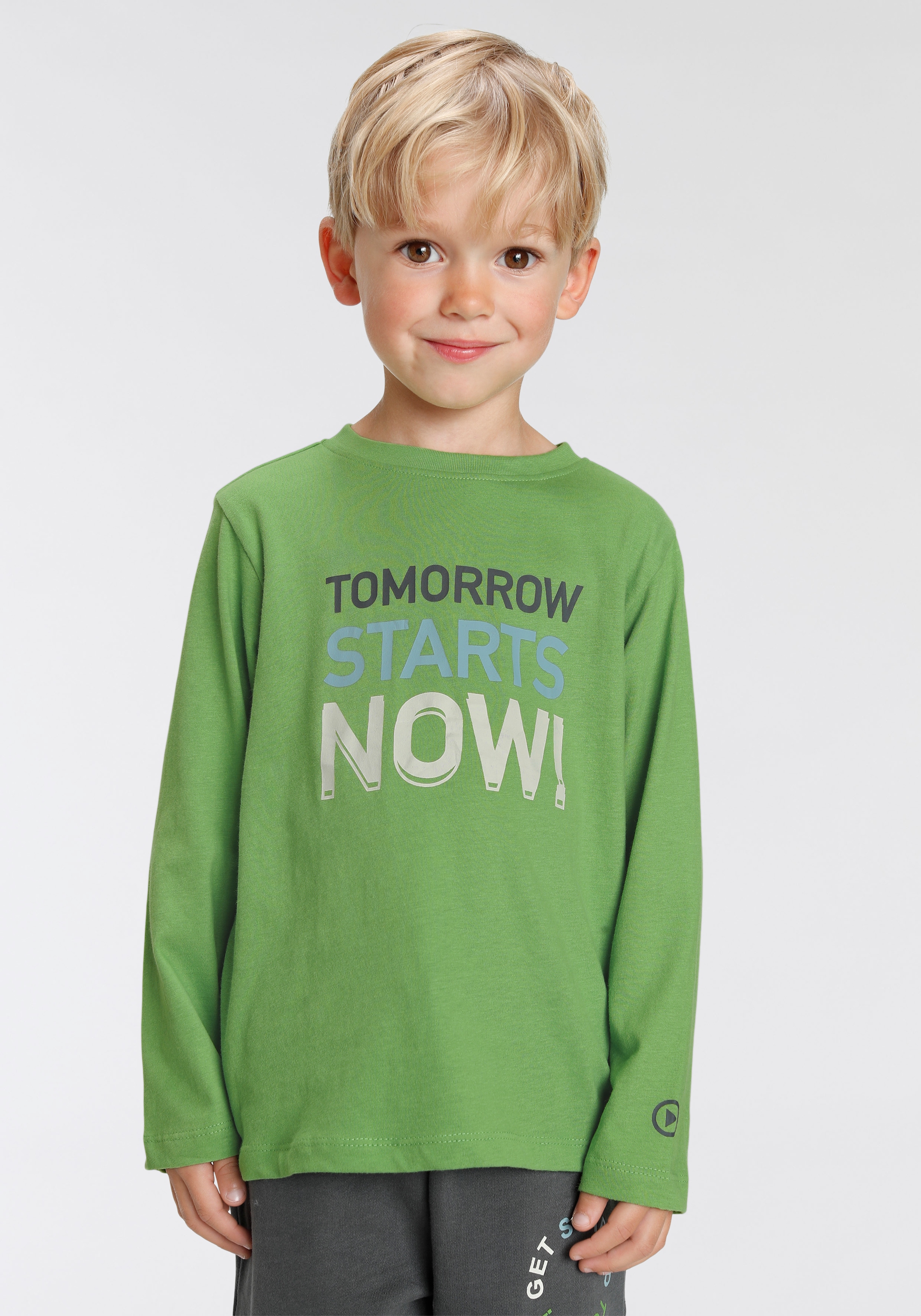 KIDSWORLD Shirt & Hose »TOMORROW STARTS NOW«, (Set, 2 tlg., LA-Shirt &  Jogginghose), Spruch | BAUR