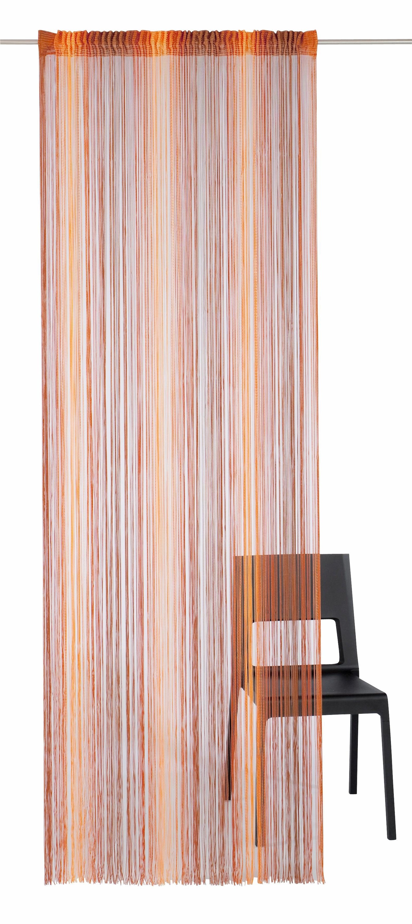 Fadenvorhang WECKBRODT, B:98cm H:160cm, orange, Polyester, Gardinen, "Rebecca", Fadengardine, Insektenschutz, transparent, kürzbar, Store