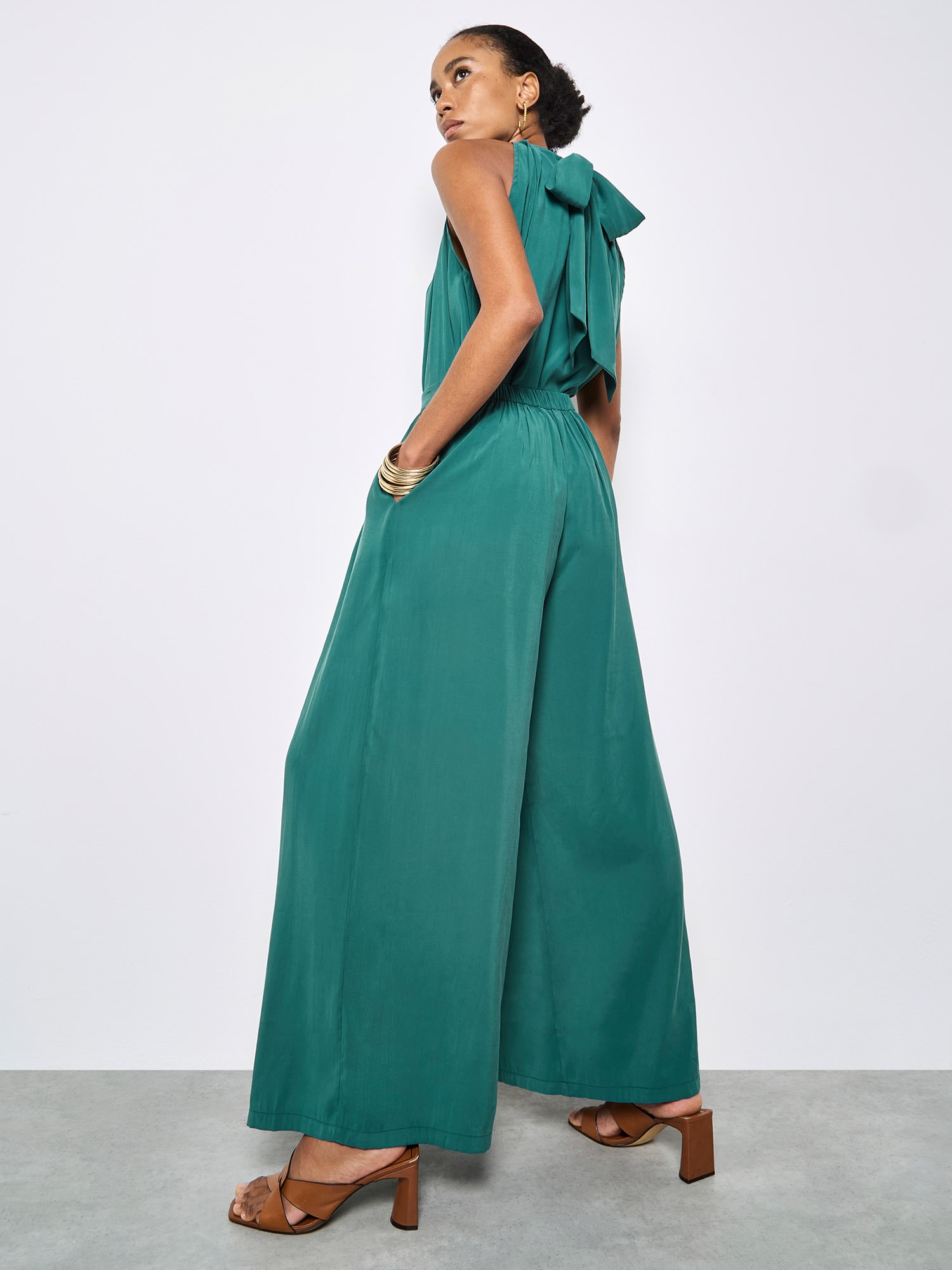 Apricot Palazzohose "Plissee-Hose" mit weitem Bein