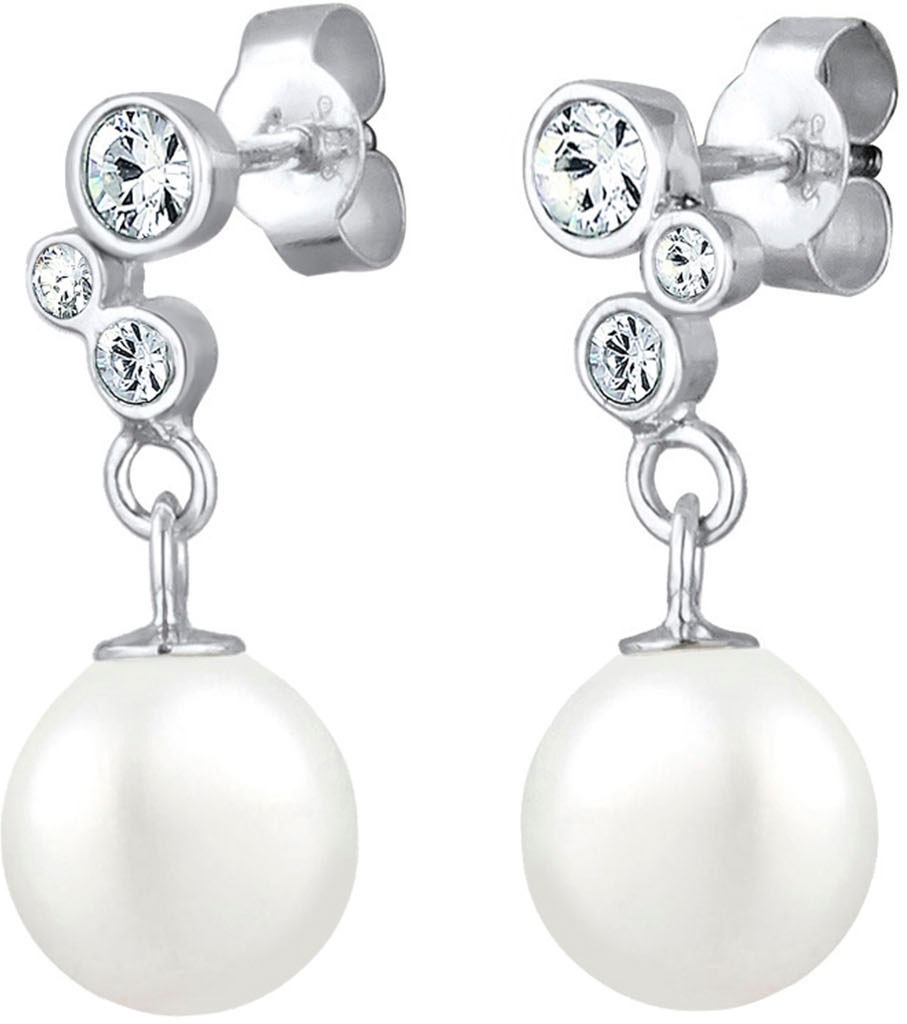 ELLI Shell Pearl Crystal Earrings White 925 Sterling Silver 2