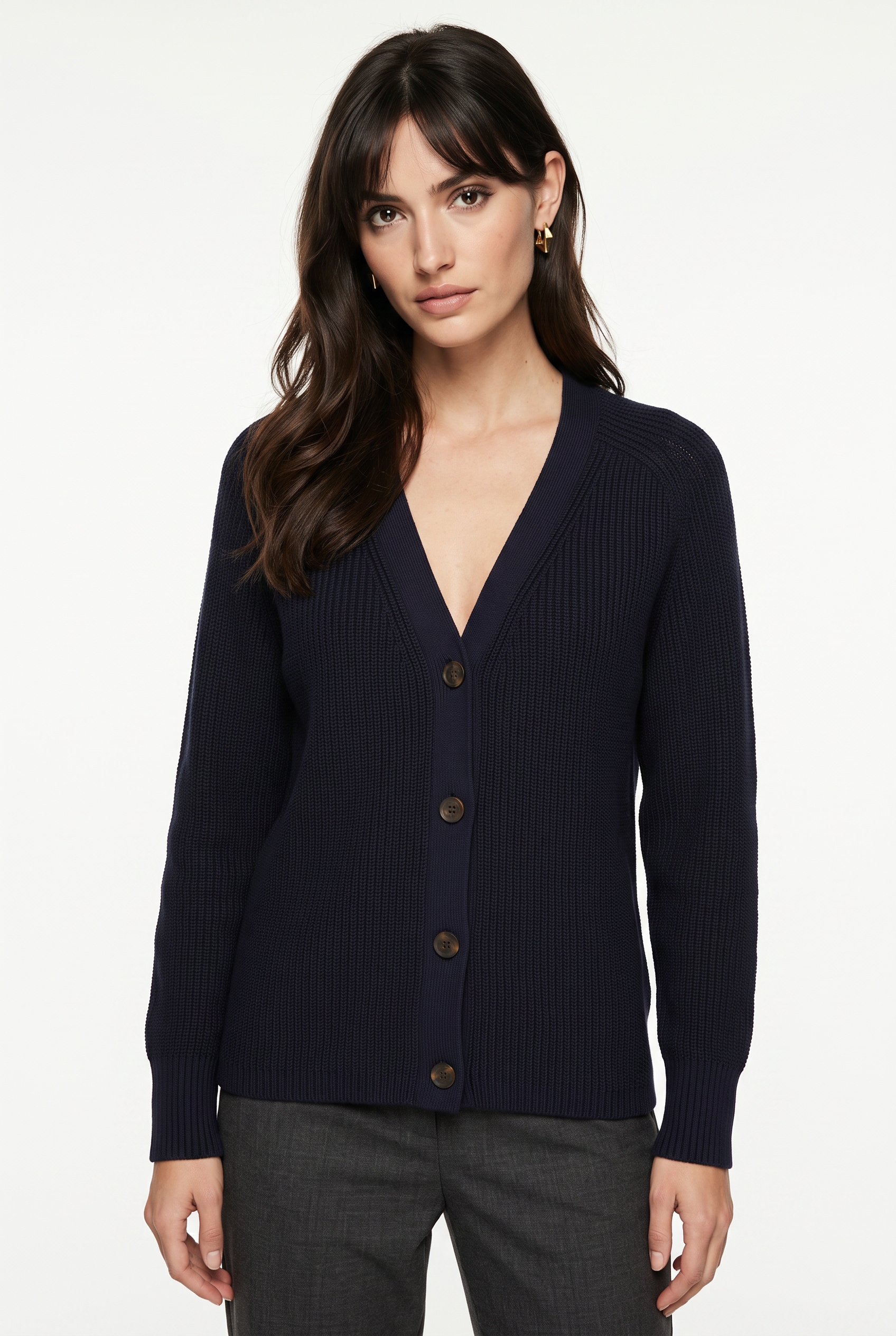 Gant Cardigan »RIBBED KNIT COTTON« Regular fit mit V-Ausschnitt