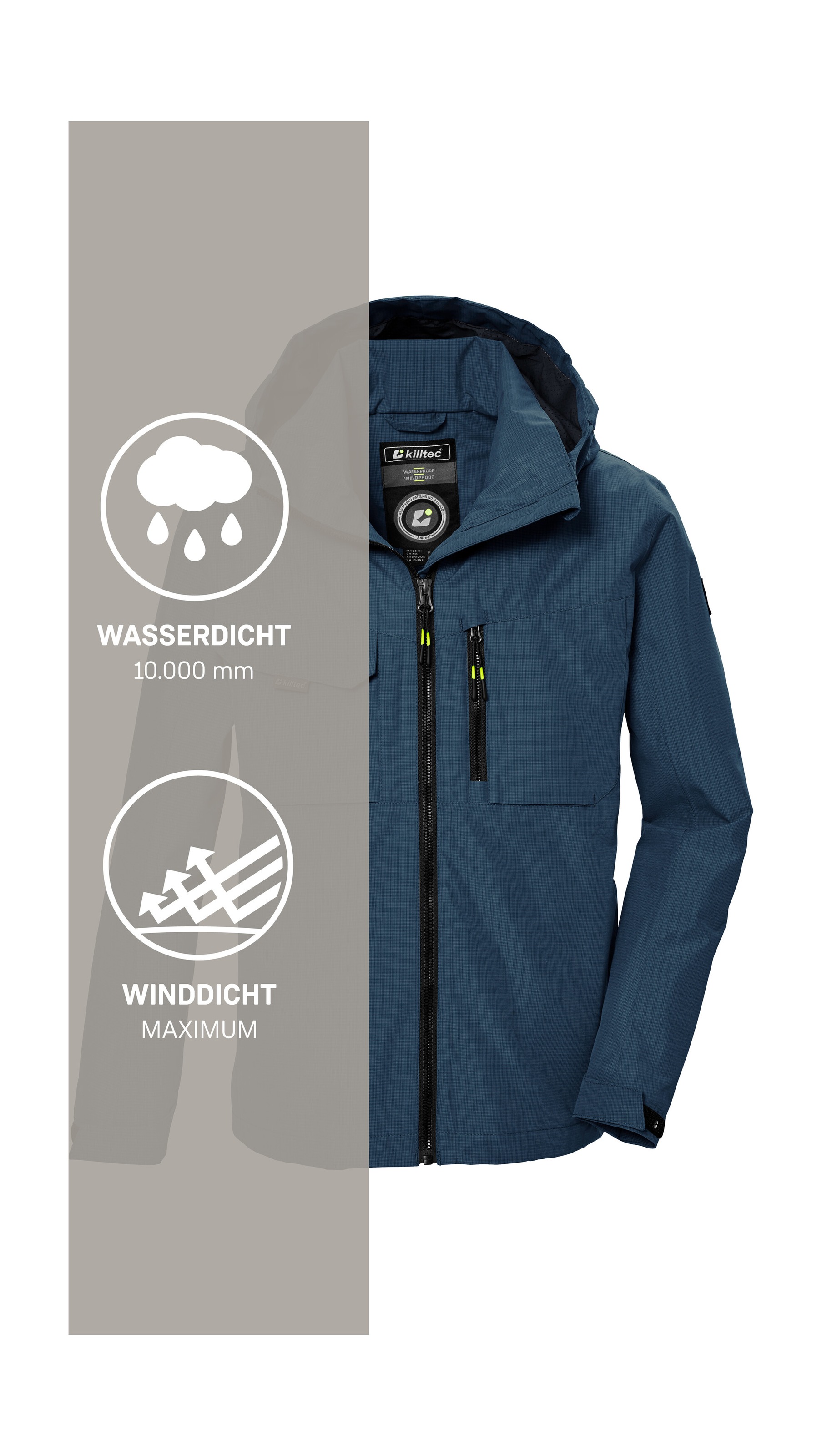 Killtec Funktionsjacke »KOS 140 BYS JCKT« Wasserdichte Kids-Jacke mit verstellbarer Kapuze und Saum