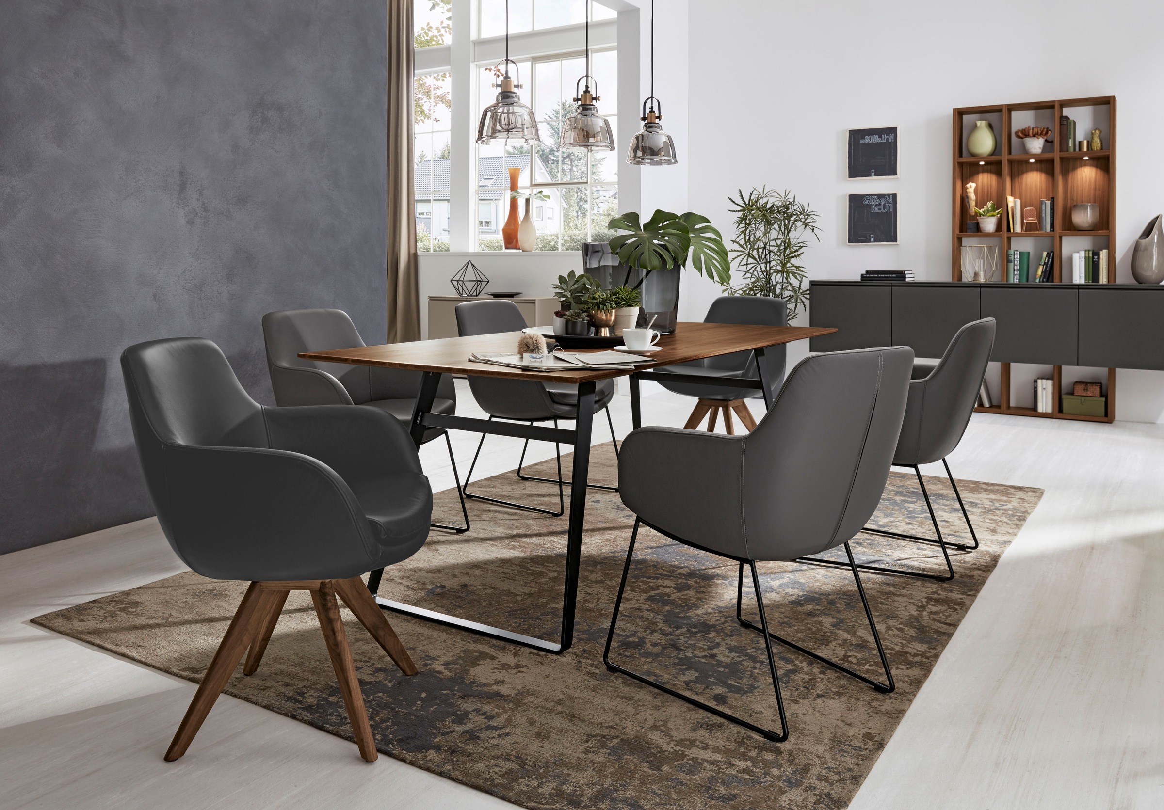 Musterring Esszimmerstuhl "Tavia", (Set), 2 St., Echtleder, Stativgestell W günstig online kaufen