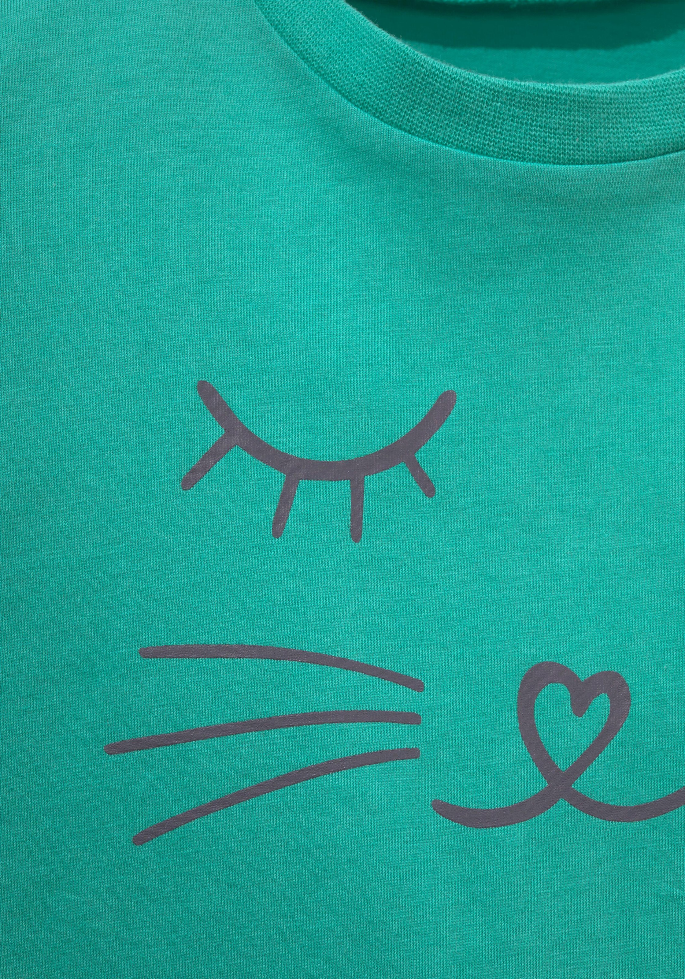 Vivance Pyjama, (2 tlg., 1 Stück), Schlafanzug mit Cat Print