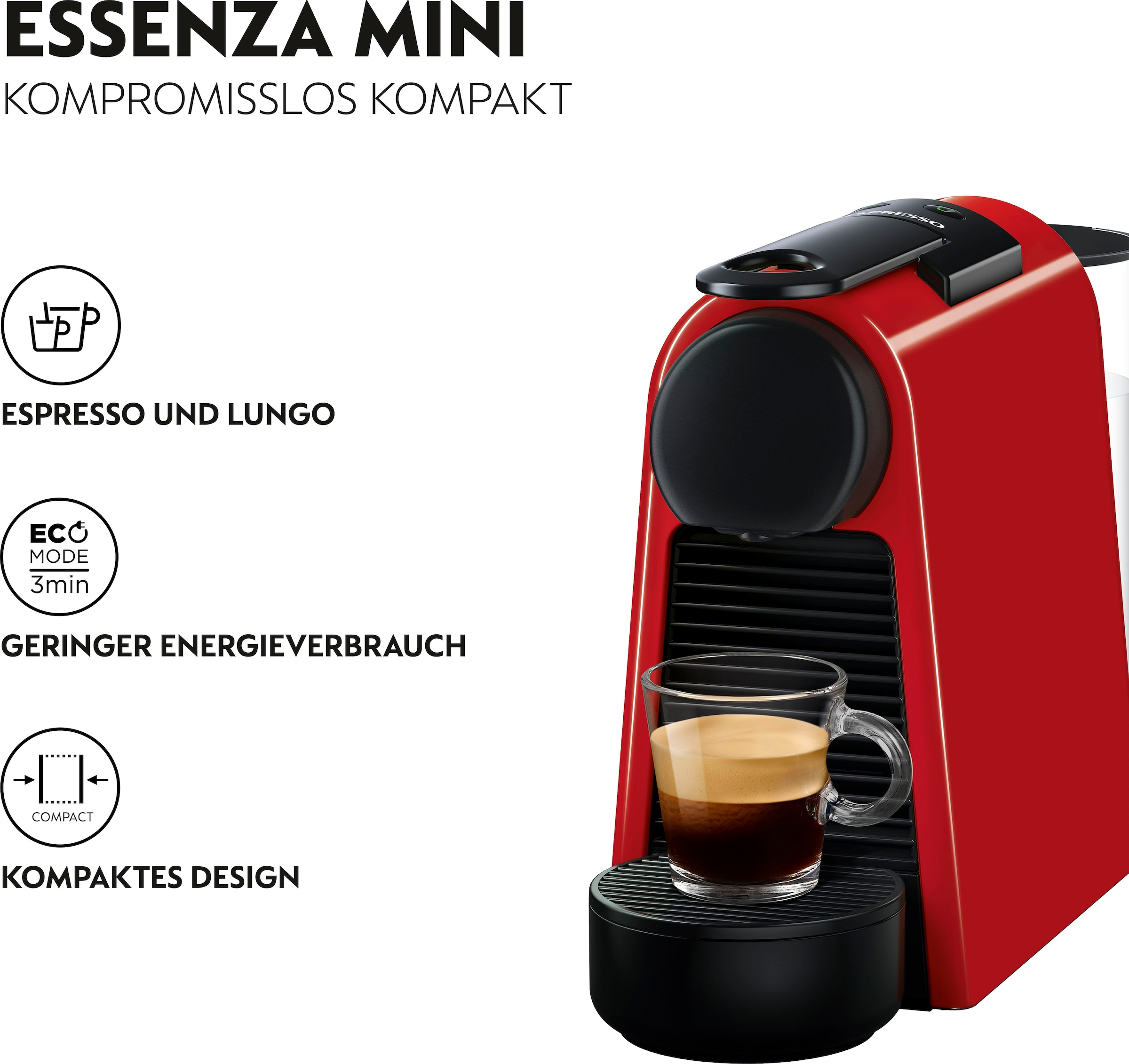 Nespresso Kapselmaschine »Essenza Mini EN85.R von DeLonghi, Red«, inkl. Willkommenspaket mit 7 Kapseln