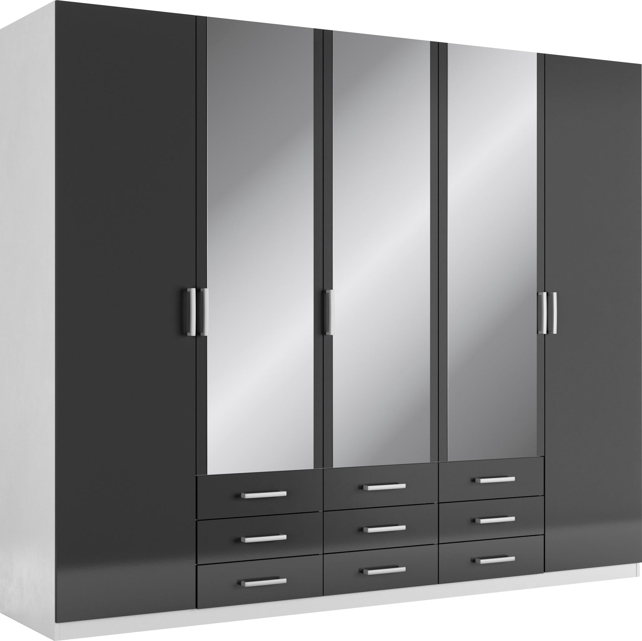 priess Kleiderschrank "Amsterdam, viel Stauraum durch viele Schubkästen, Spiegeltüren" Optional mit LED-Beleuchtung, Made in Germany