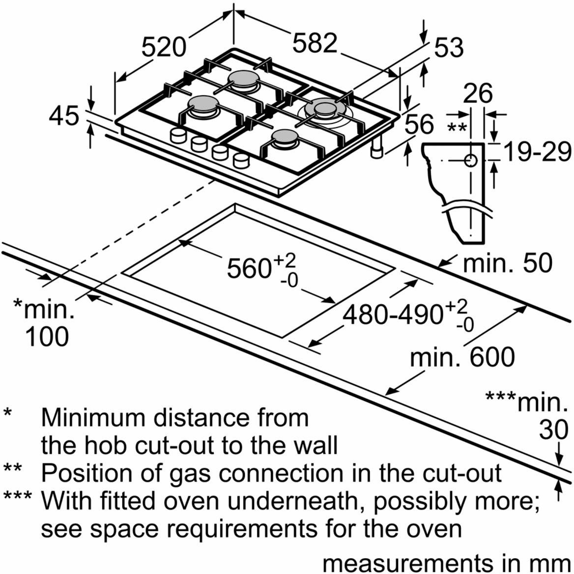 BOSCH Gas-Kochfeld, PCH6A5C90D, mit FlameSelect