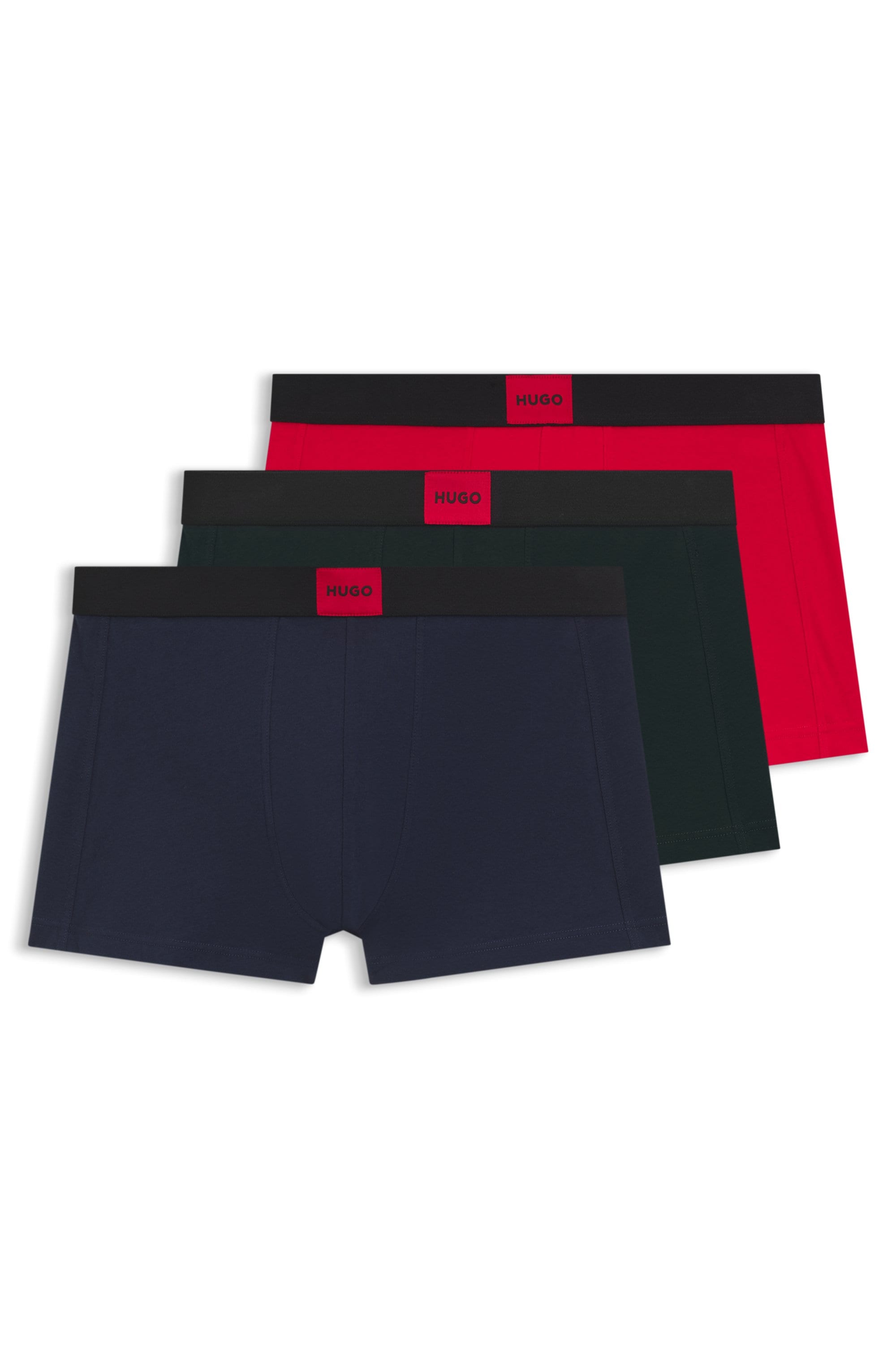 HUGO Underwear Trunk Set, 3 Stk. mit kontrastfarbenen Logobadge