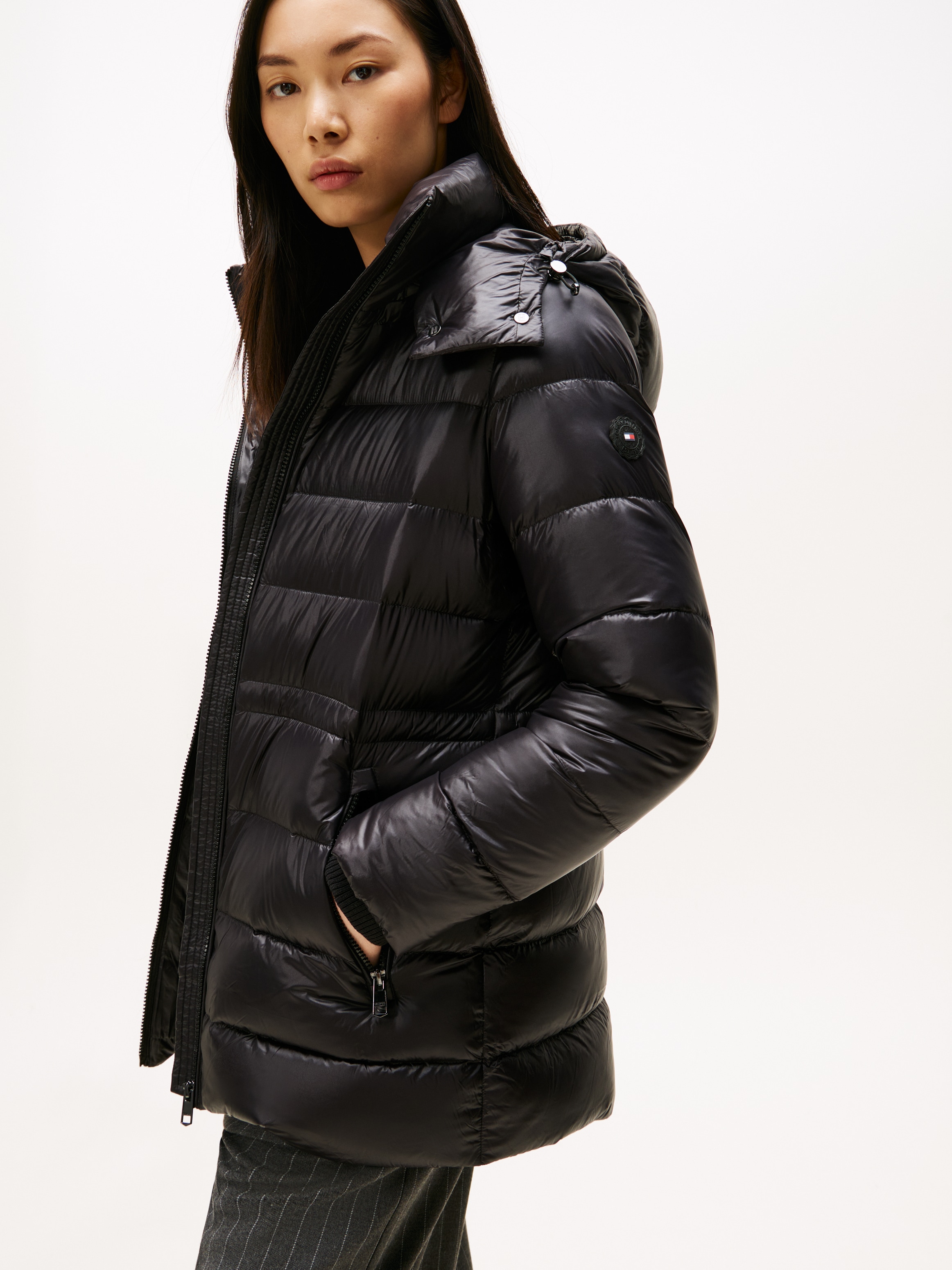 Tommy Hilfiger Steppmantel "GLOSS HW DOWN WAIST REG COAT" in leicht glänzen günstig online kaufen
