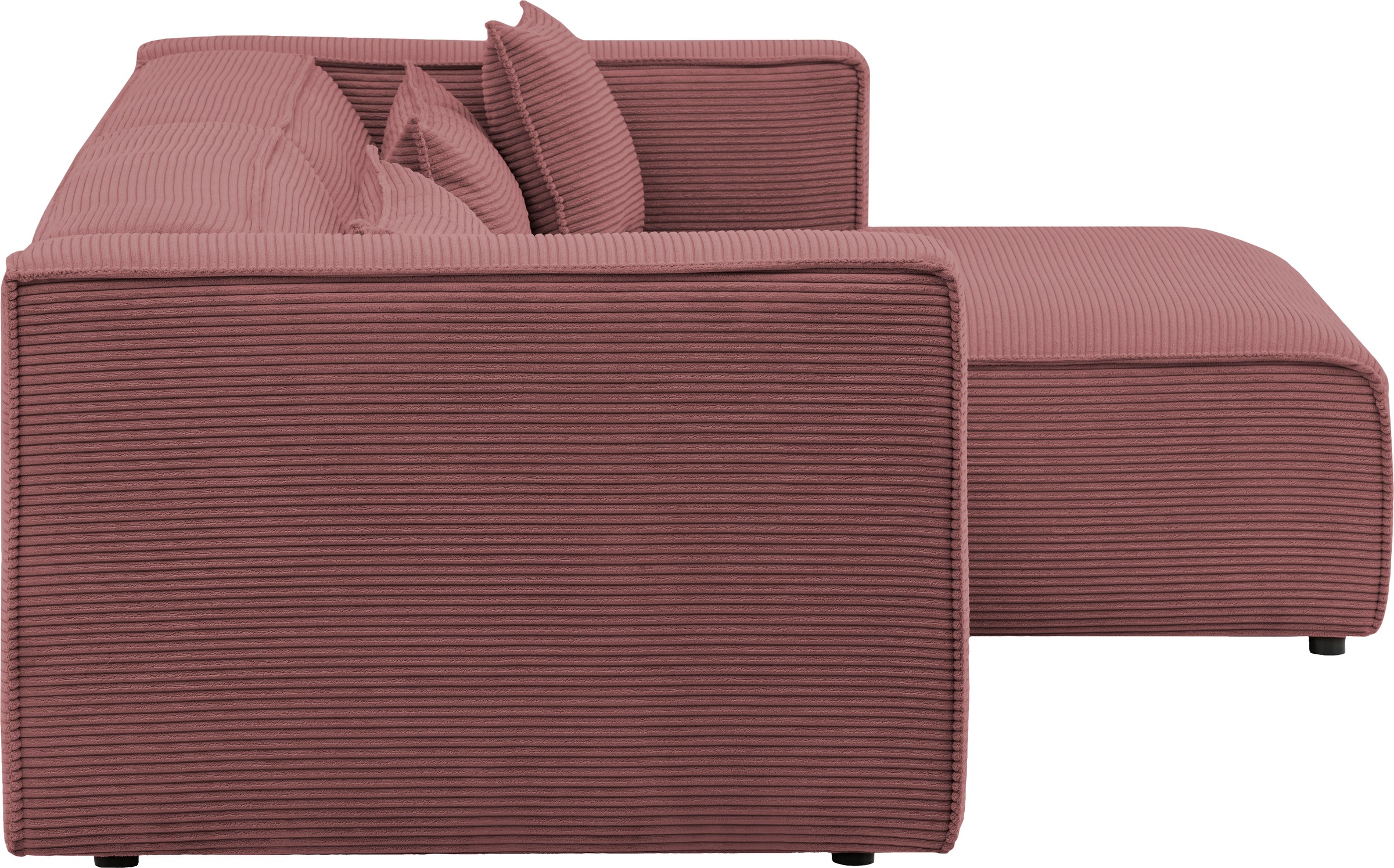 LeGer Home by Lena Gercke Ecksofa »PIARA mit Kedernaht in Cord oder Leinenoptik, moderne Couch in L-Form«, wahlweise Ottomane rechts/links, schwarze Füße, bequemer Sitzkomfort