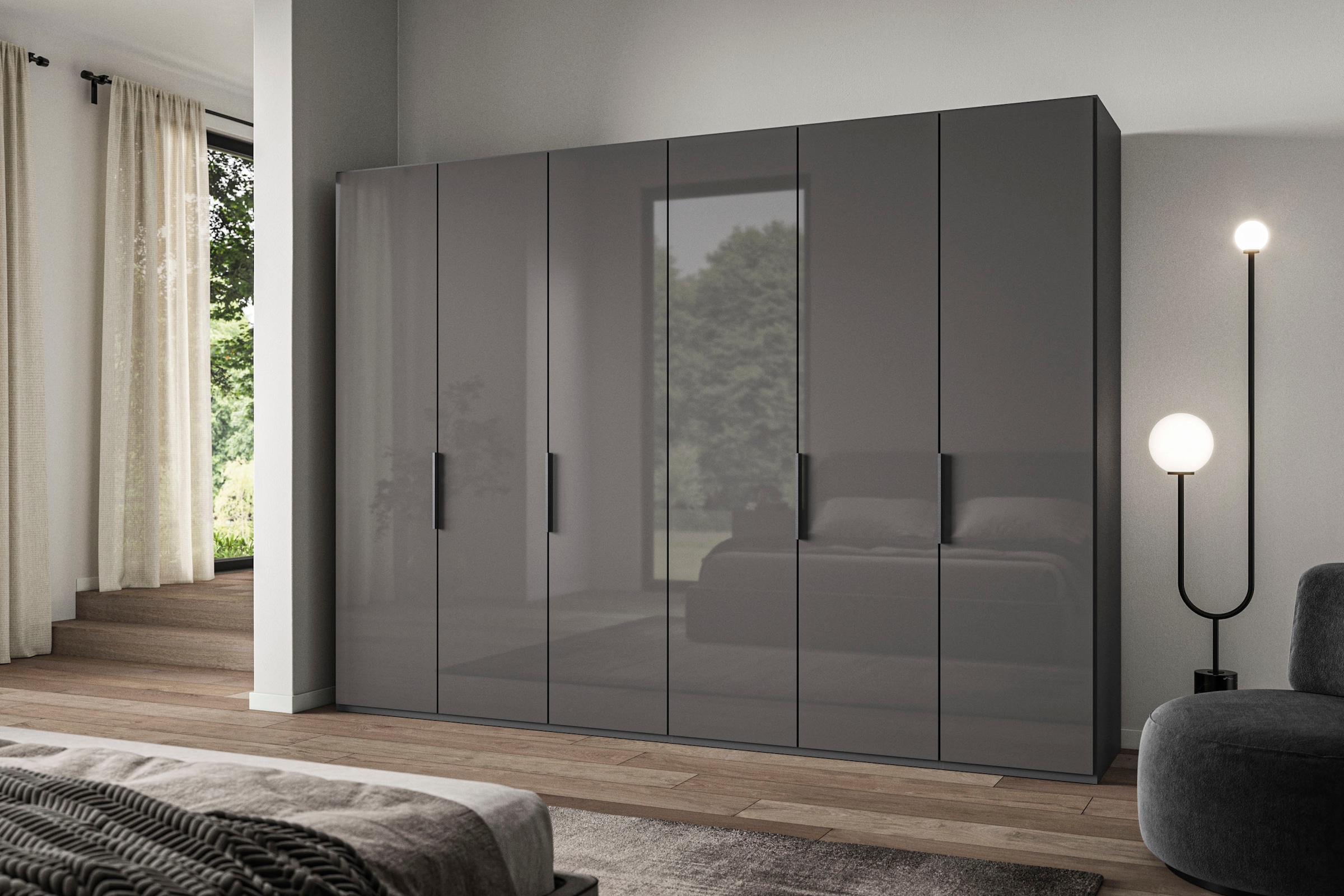 WIEMANN Falttürenschrank "Ohio, Kleiderschrank, Schrank, Garderobe, mit Gla günstig online kaufen