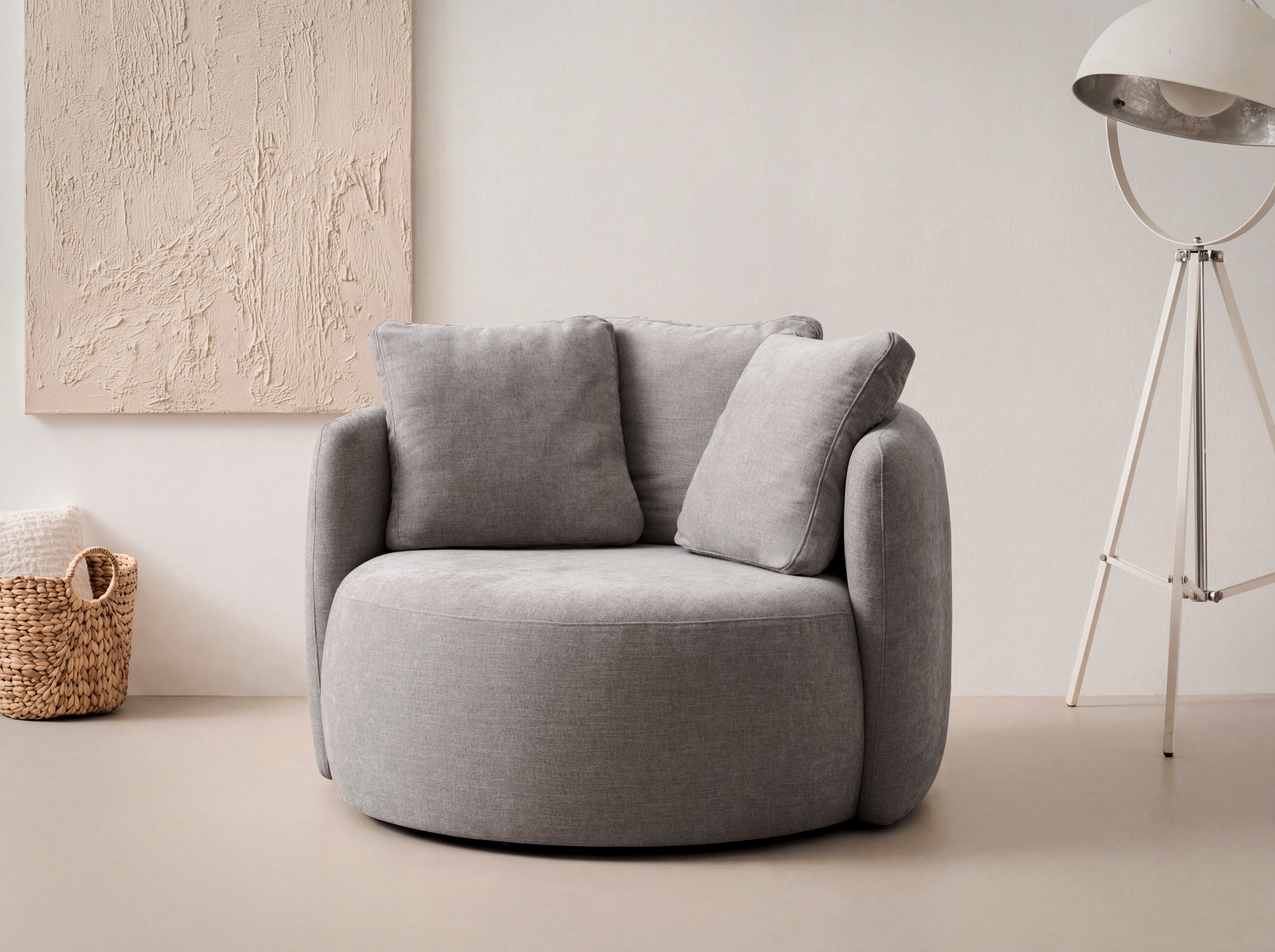 OTTO home Sessel "Kaarl, moderner Rundsessel, Loungesessel, Loveseat" Webstoff, in fünf Farben, inkl. Rückenkissen, zeitloses Design