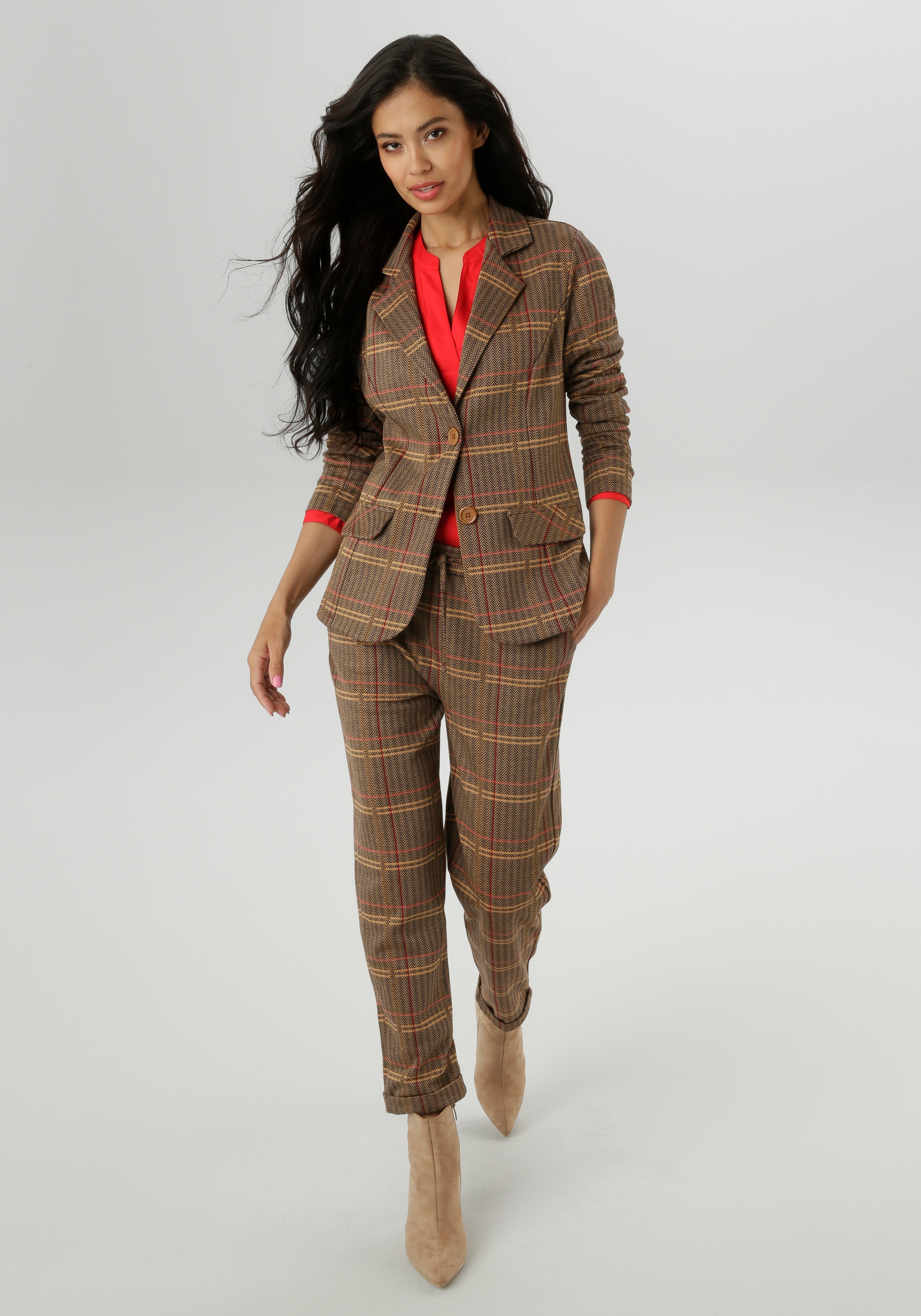 Thumbnail - Aniston SELECTED Jerseyblazer mit klassischem Hahnentritt- und Karomuster