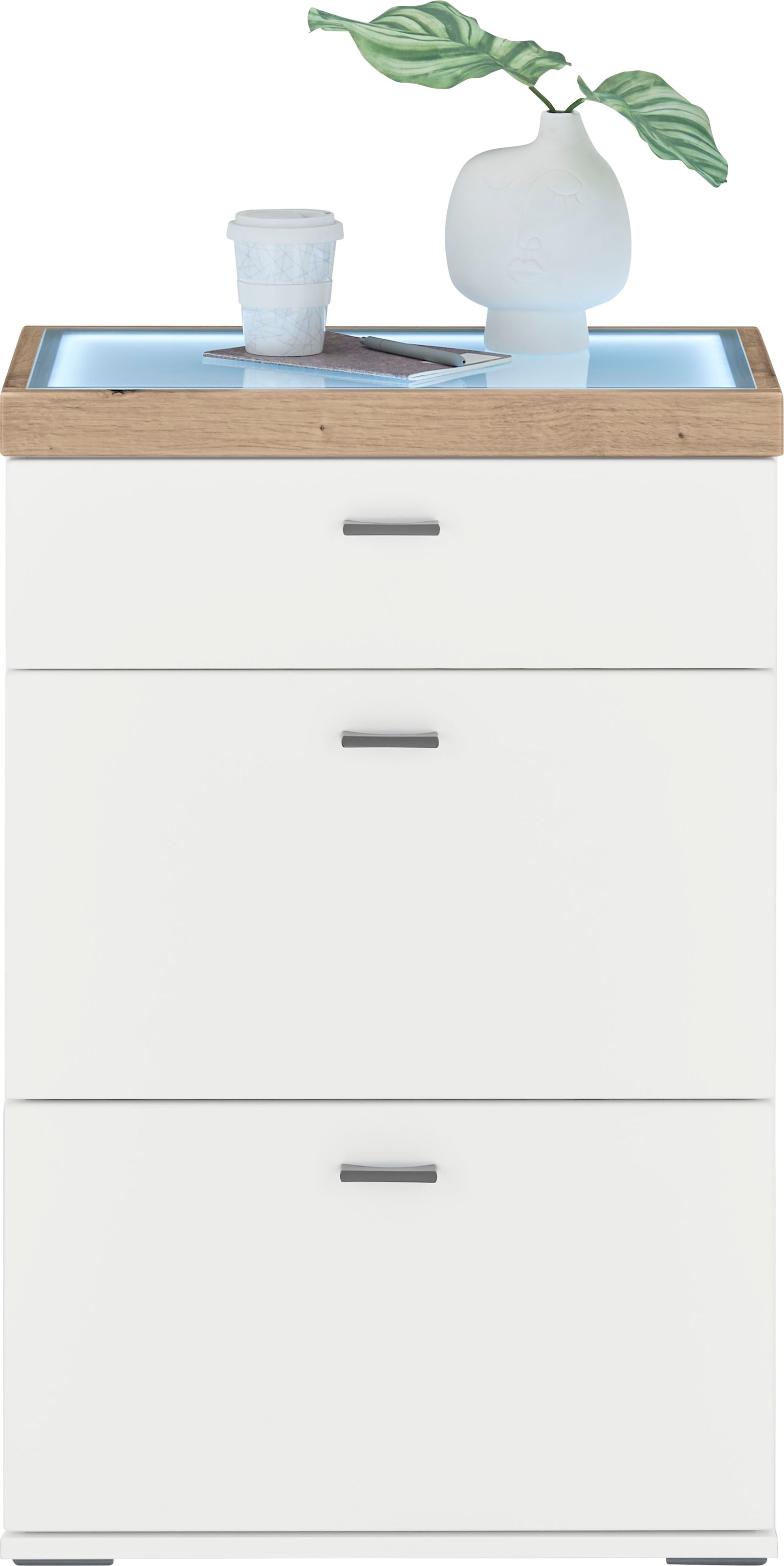 set one by Musterring Highboard »Lancaster Dielen«, inklusive LED-Beleuchtung, in 2 Farben erhältlich, B 61 x H 91 cm