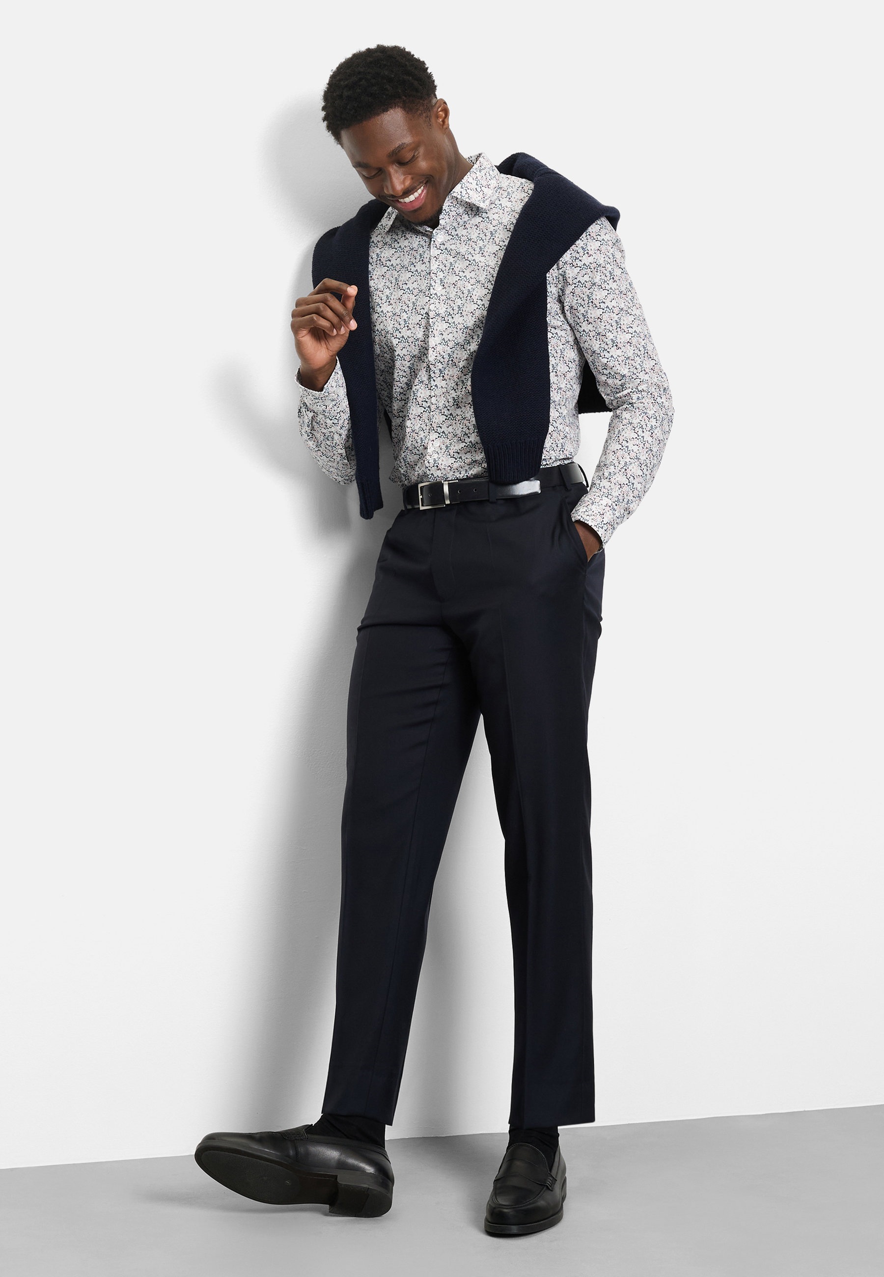 OLYMP No. Six Super Slim Men Shirt Navy 44 4