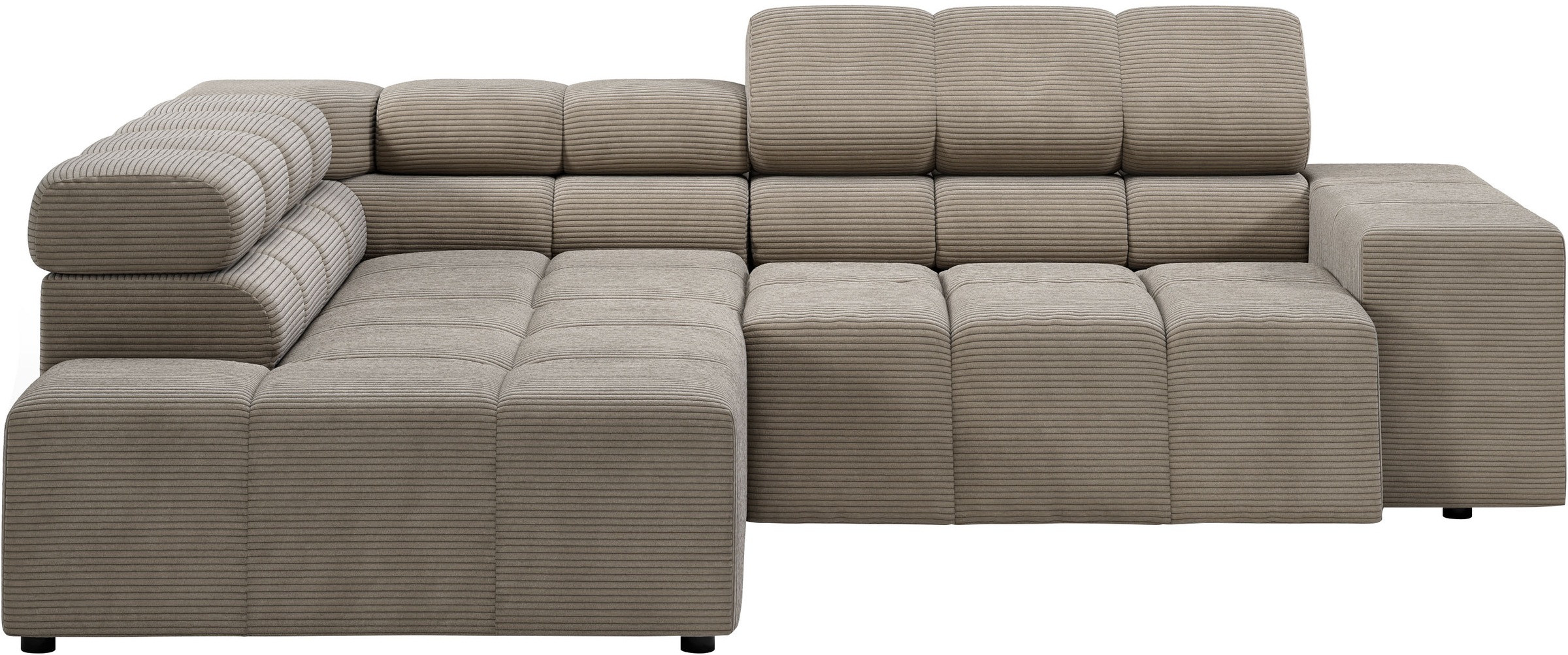 INOSIGN Ecksofa »Ancona, incl. Kopfteilverstellung + 3 Zierkissen, L-Form, bequem«, wahlweise motorische Sitztiefenverstellung, B/T(H: 249/215/70 cm