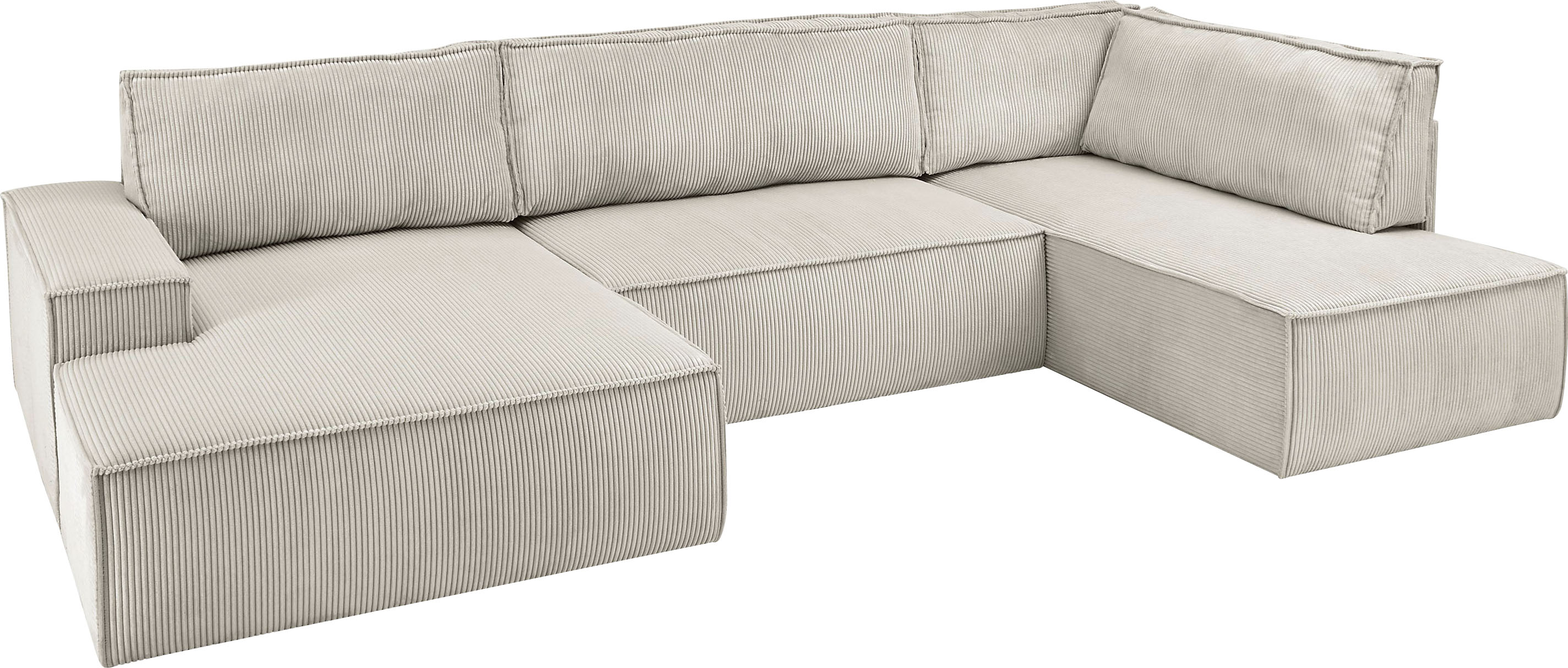 Thumbnail - Home affaire Wohnlandschaft "SHERWOOD 329 cm, U-Form, Schlafsofa," Schlaffunktion m. Bettkasten (194x139 cm), Cord, Vint...