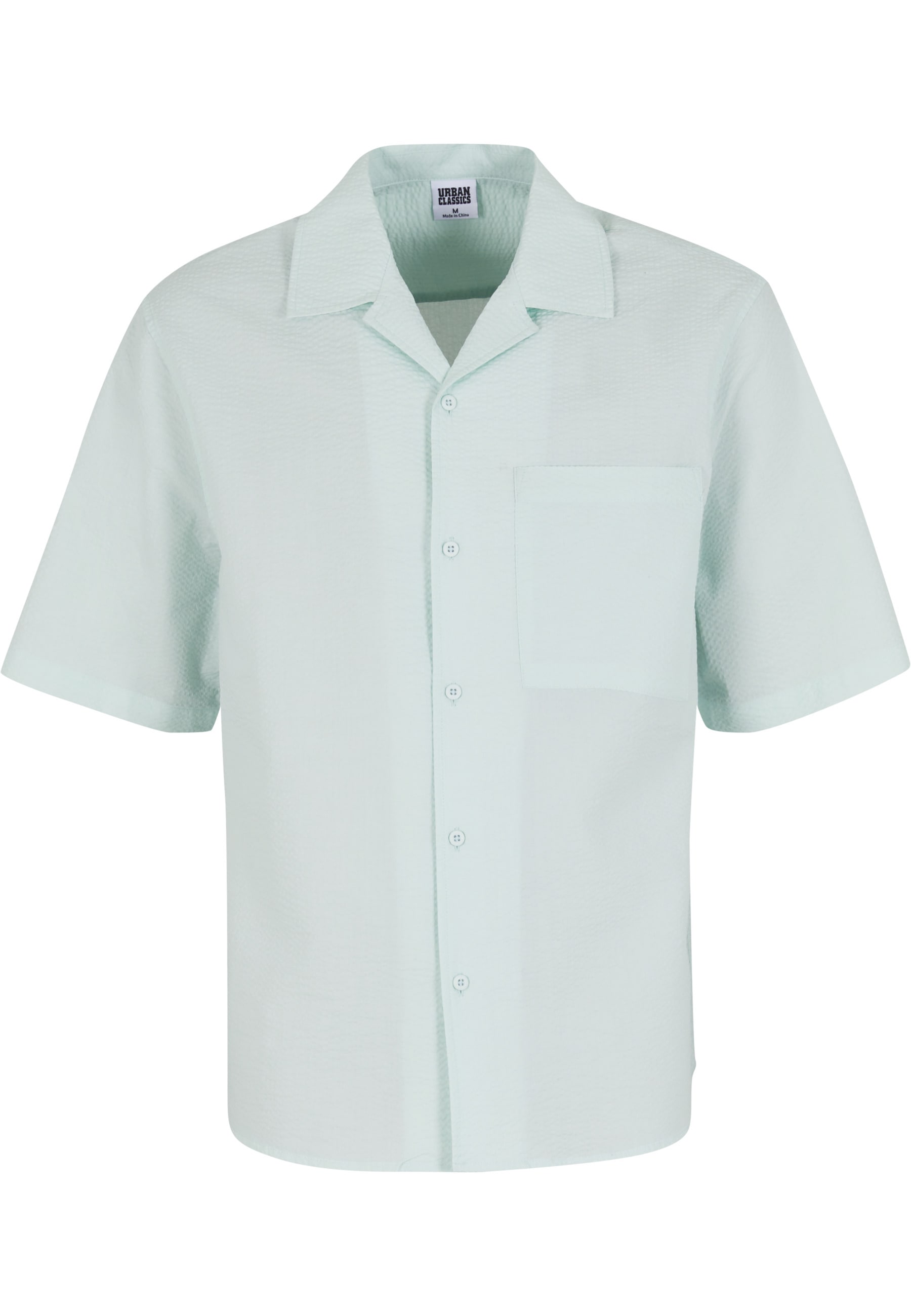 URBAN CLASSICS Langarmhemd "Urban Classics Herren Relaxed Seersucker Short Sleeve Shirt" 1 Stk.