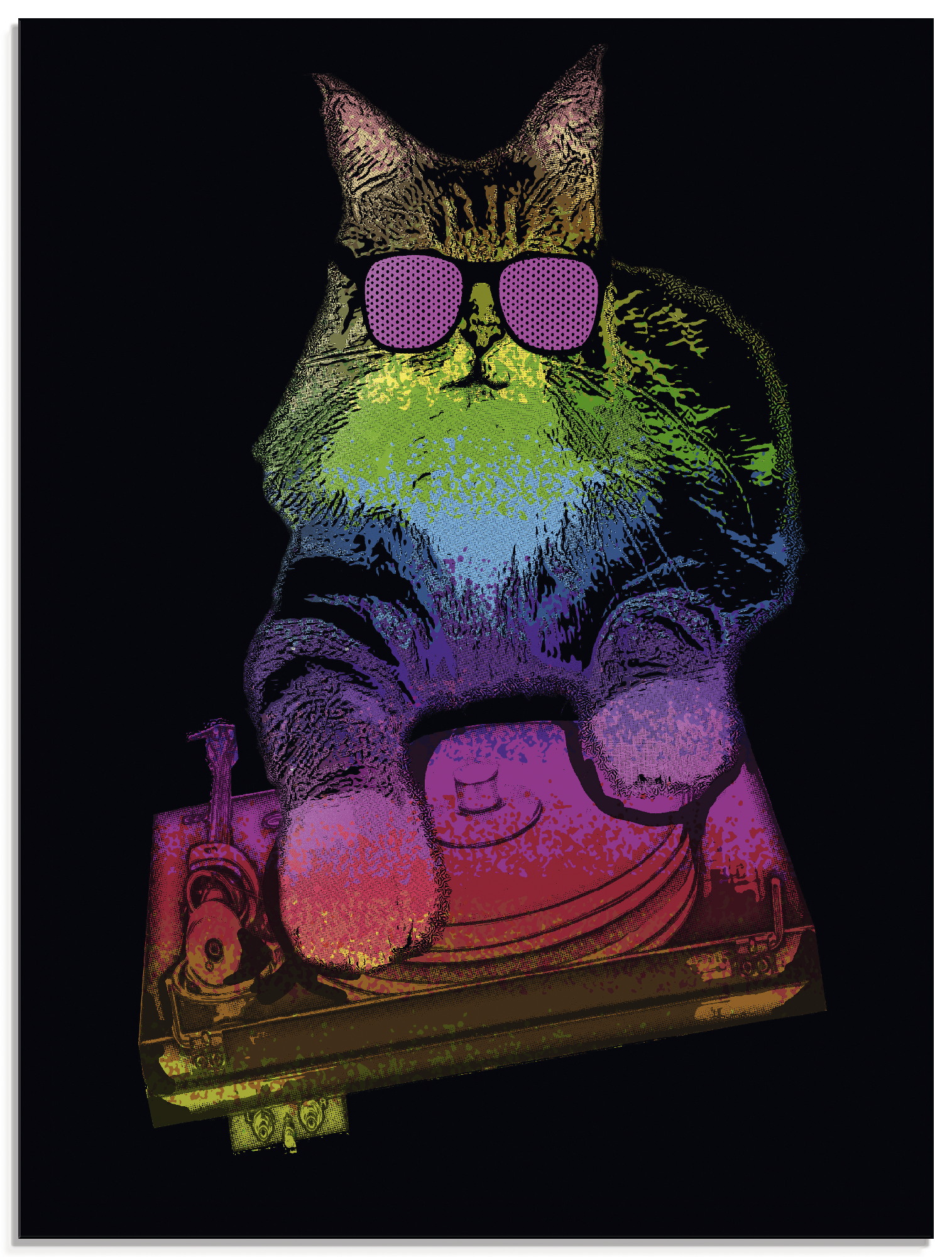 Artland Glasbild "Witzige DJ Katze Party Musik" Humor 1 Stk. tlg. in verschiedenen Größen
