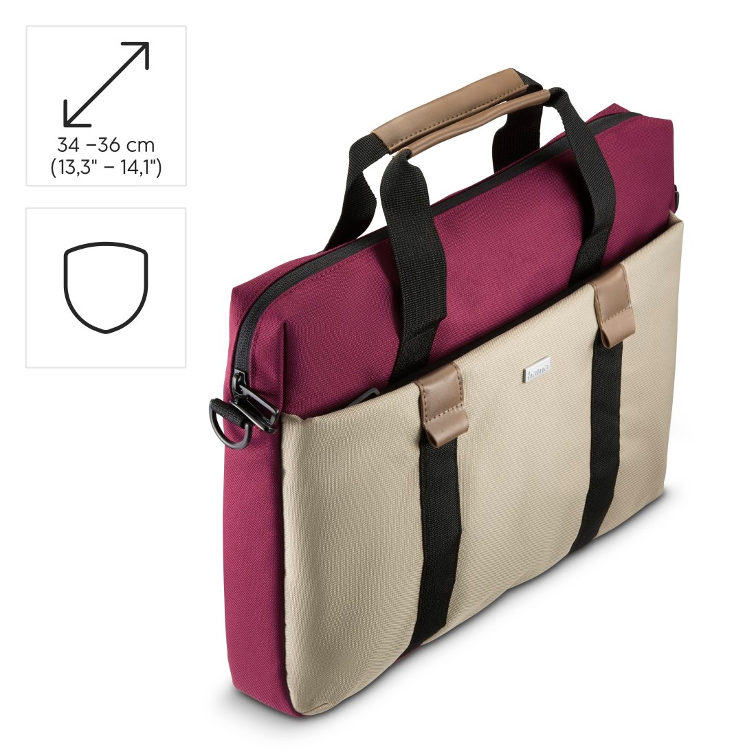 Hama Laptoptasche »Nachhaltige Notebooktasche für 34-36 cm (13,3 -14,1 Zoll), Trolleyband«, Recyceltes Polyester, Laptopfach, Vordertasche Organizerstruktur