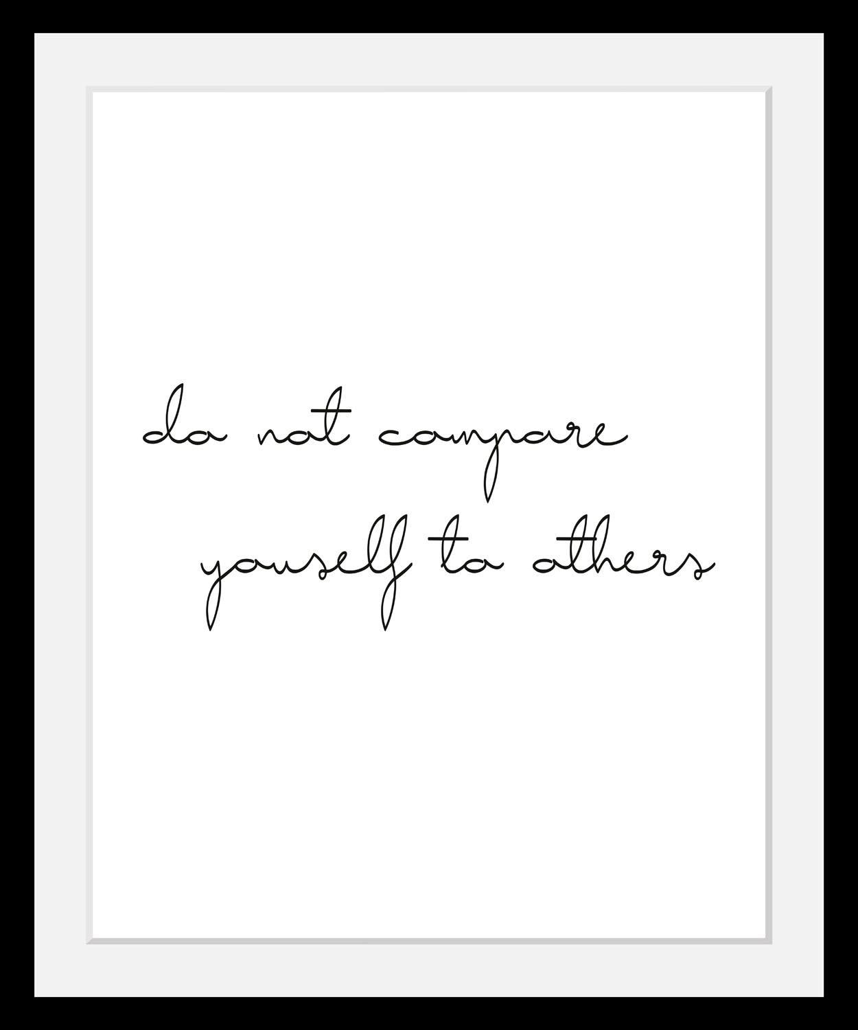 queence Bild "Selbstliebe" Motivationsbilder Schriftzug Schwarz-Weiß HD Premium Poster-Druck inkl. Holzrahmen