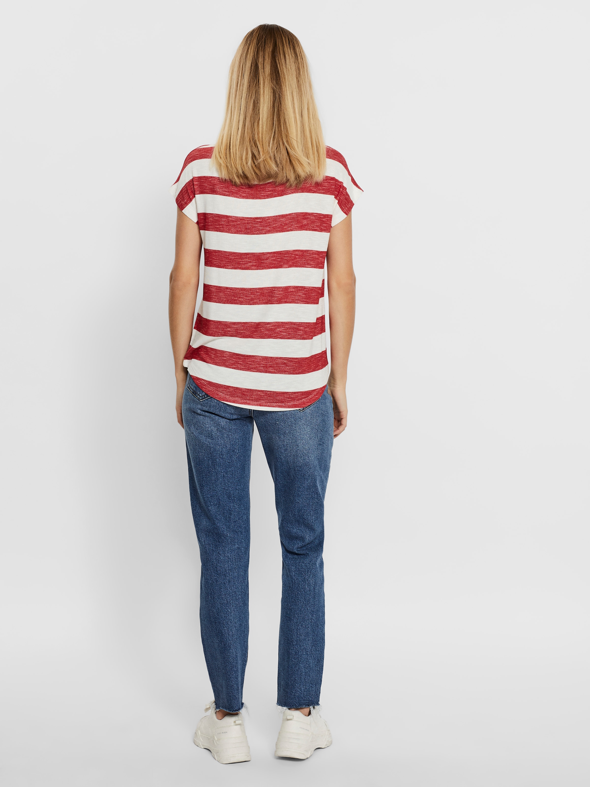 Vero Moda Kurzarmshirt »VMWIDE STRIPE SL TOP GA JRS NOOS« Viskosemischung