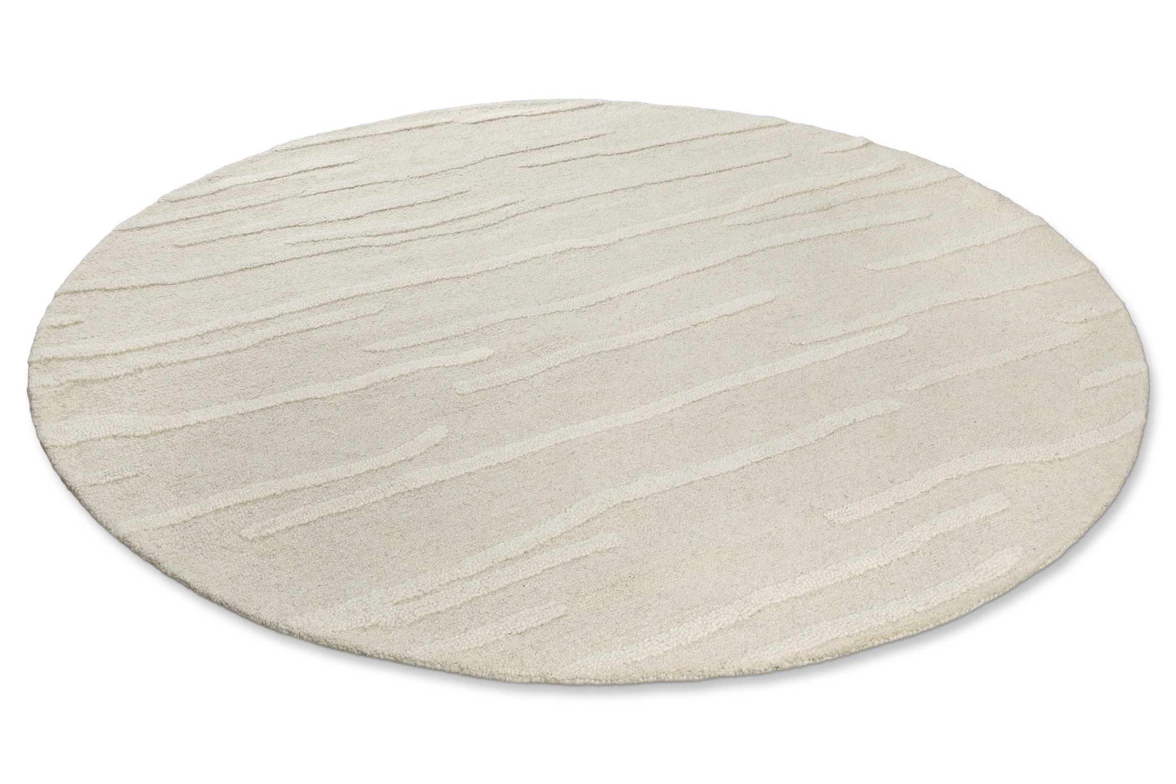 Wecon home Wollteppich »Hamptons TWENTY«, rund, 15 mm Höhe, Schurwolle, Kurzflor, Wohn- & Schlafzimmer, elegant, Streifen-Muster