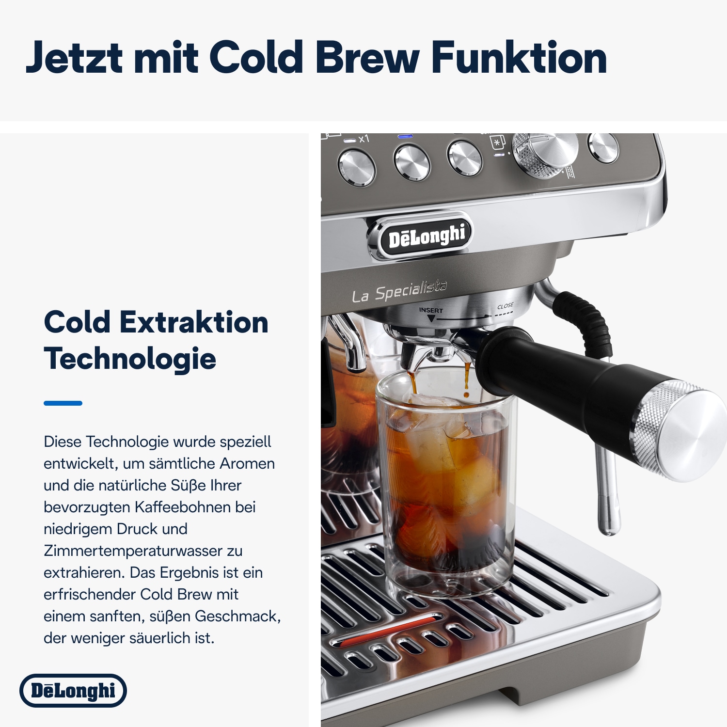 De'Longhi Espressomaschine »LA SPECIALISTA ARTE EVO COLD BREW 8004399027190« 8 Mahlgrade, 3 Temperatureinstellungen & Cold Brew inkl. Barista Kit