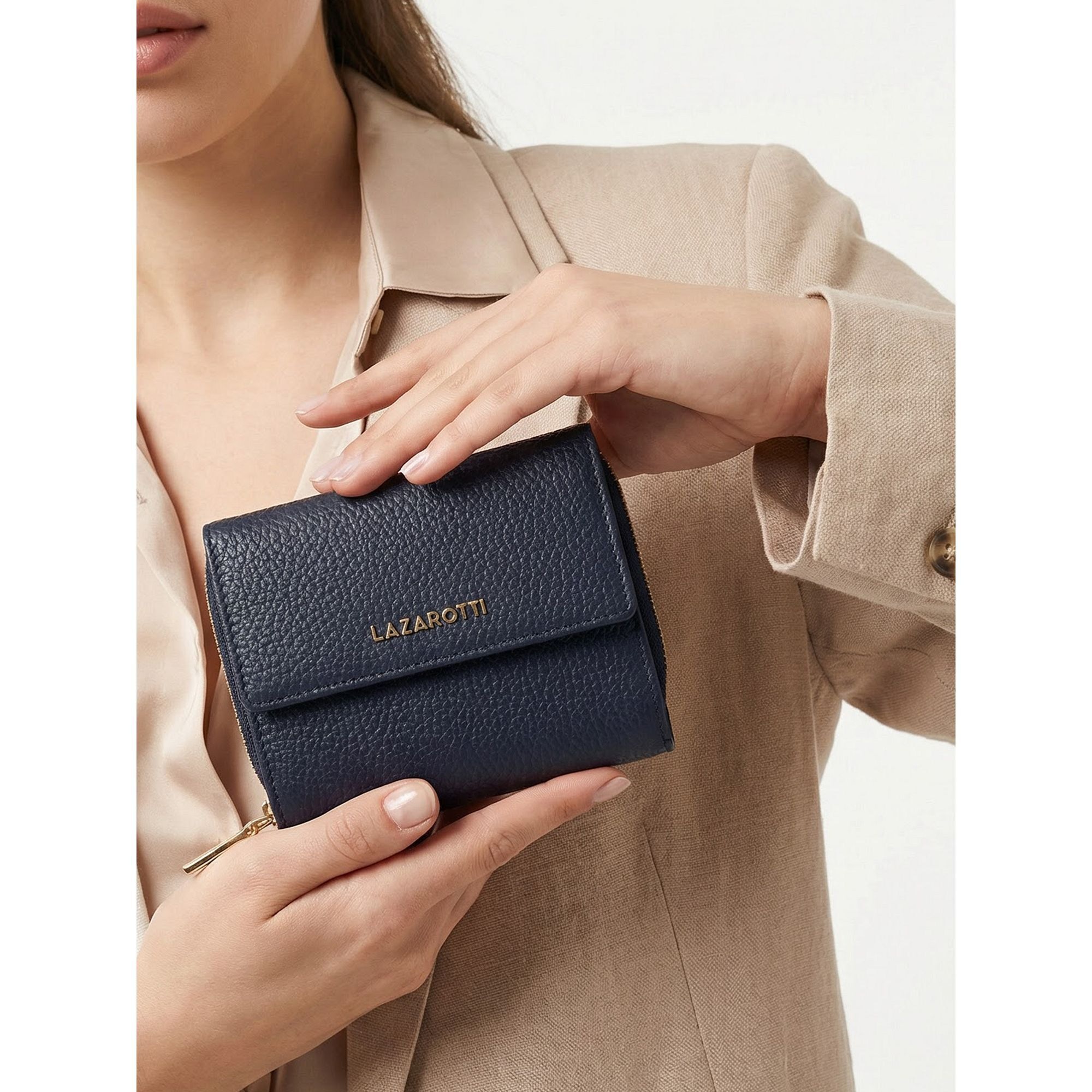 Lazarotti Geldbörse »Bologna Leather Zip-Around Geldbörse Leder 12 cm«