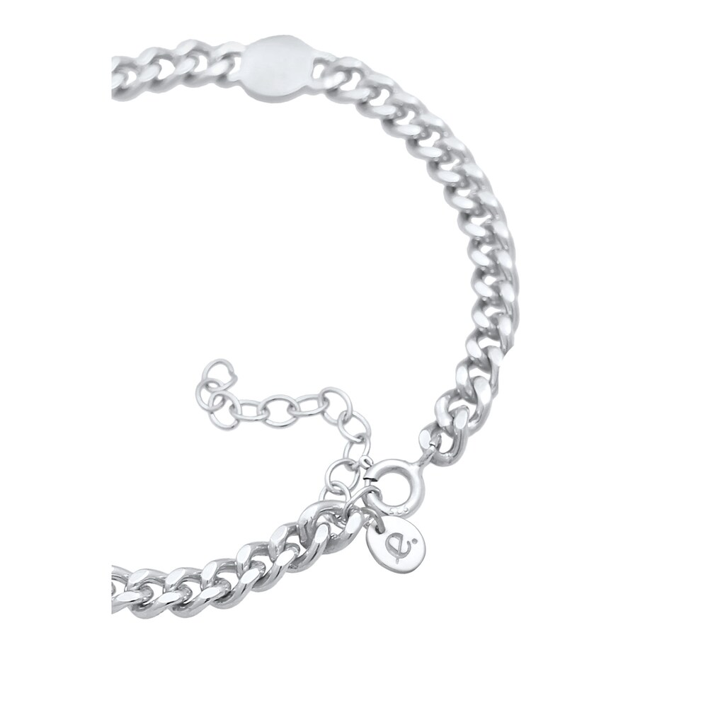 Elli Premium Armband »Panzerkette Chunky Chain Plättchen Disc 925 Silber«