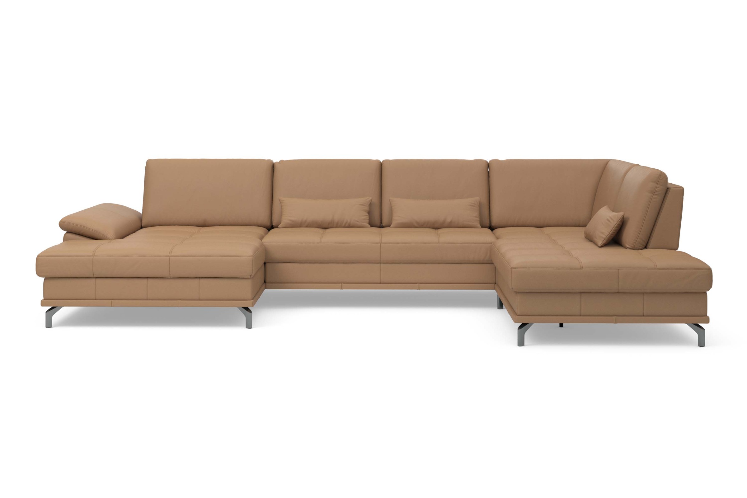 Places of Style Wohnlandschaft »Costello U-Form, mit Sitztiefenverstellung, Armteilverstellung und«, 3 Nierenkissen, optional Bettfunktion und Bettkasten