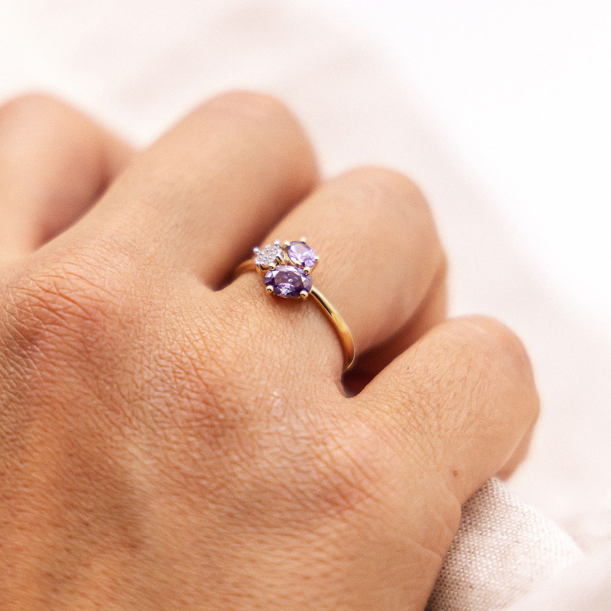 Fascination by Ellen K. Fingerring »Gold 375 mit echtem Amethyst + Zirkonia«