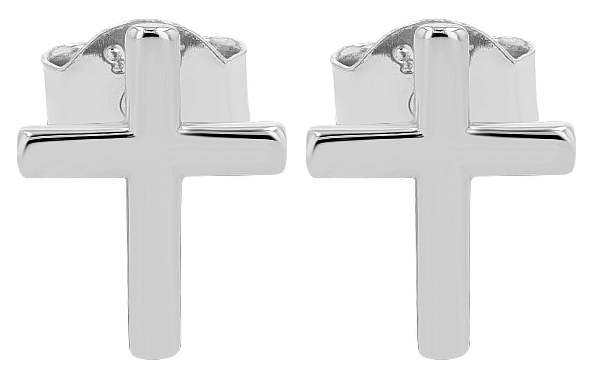 Adelia´s Paar Ohrhänger "Ohrringe – Ohrstecker Kreuz aus 925 Silber" Ideal als Geschenk – dezent und elegant