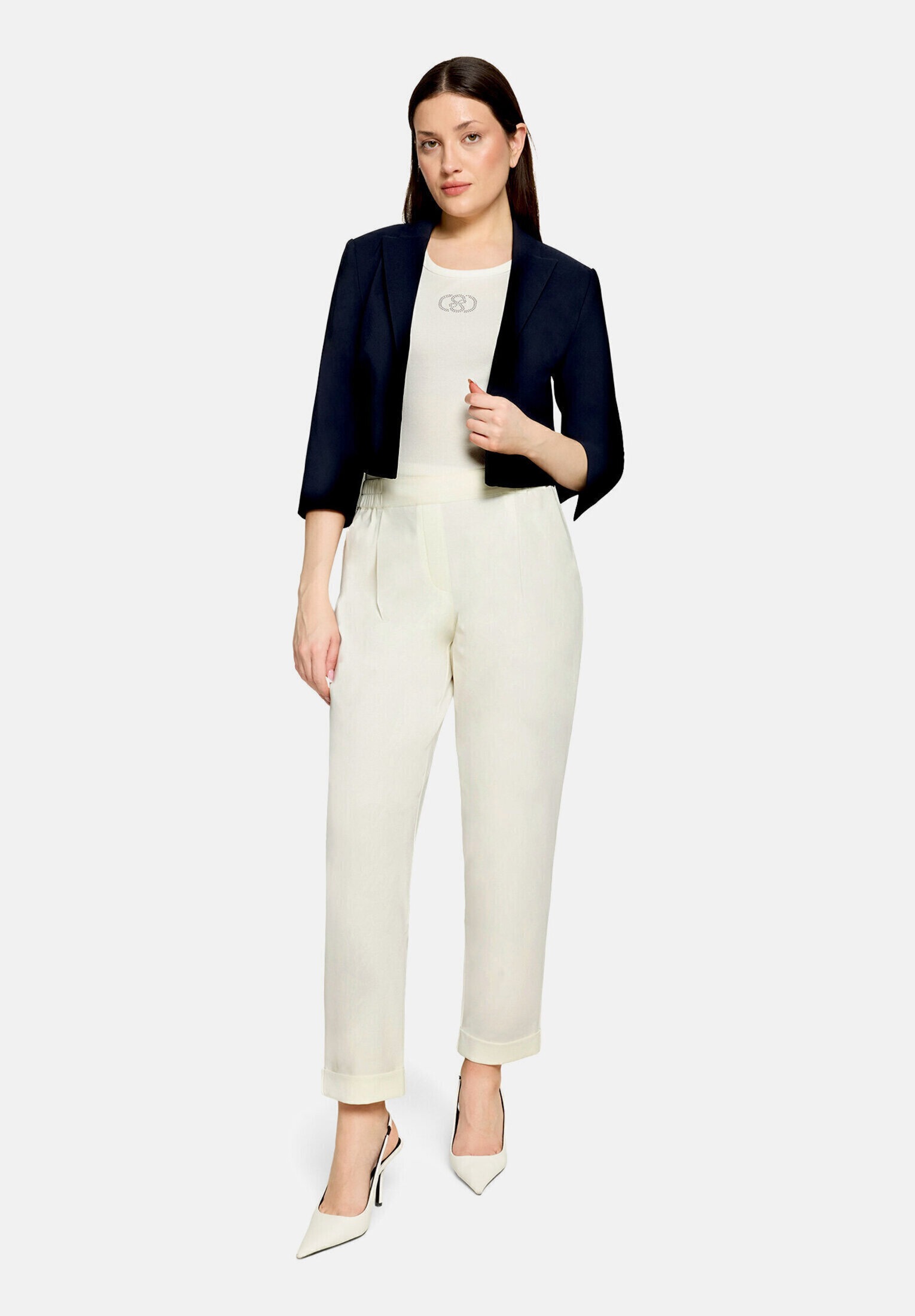 BETTY BARCLAY Damen Schlupfhose "Damen mit Eingrifftaschen", beige, Gr. 40, Jersey, Obermaterial: 53% Baumwolle, 40% Polyamid, 7% Elasthan, Hosen